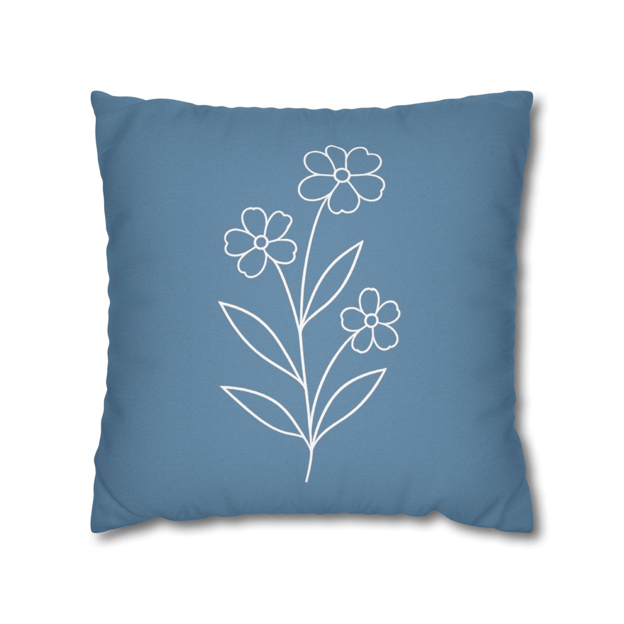 Blue Floral Trio Pillow Cover - 20" Woven Cotton | Durazza