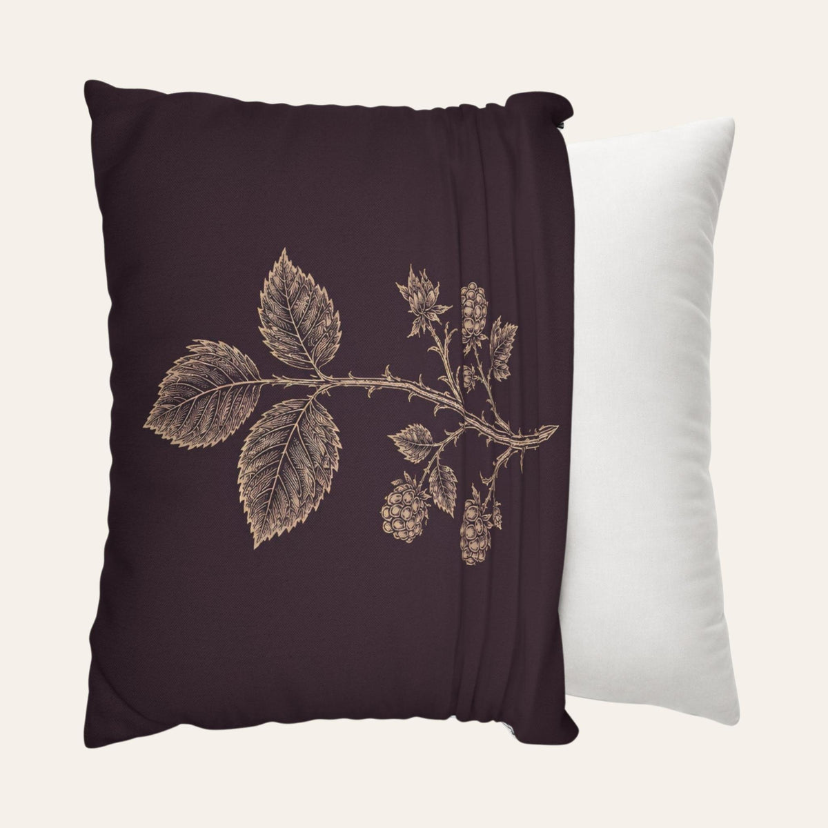 Blackberry Botanical Cotton Pillow Cover, 18" | Tramble Trails