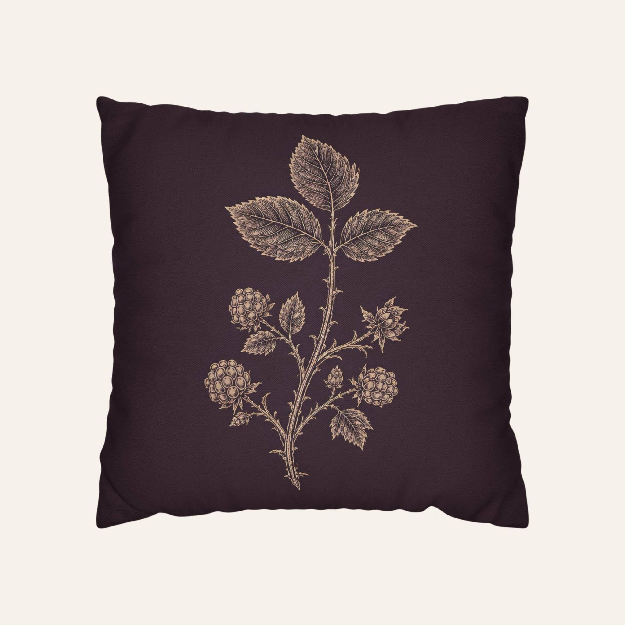 Blackberry Botanical Cotton Pillow Cover, 18" | Tramble Trails
