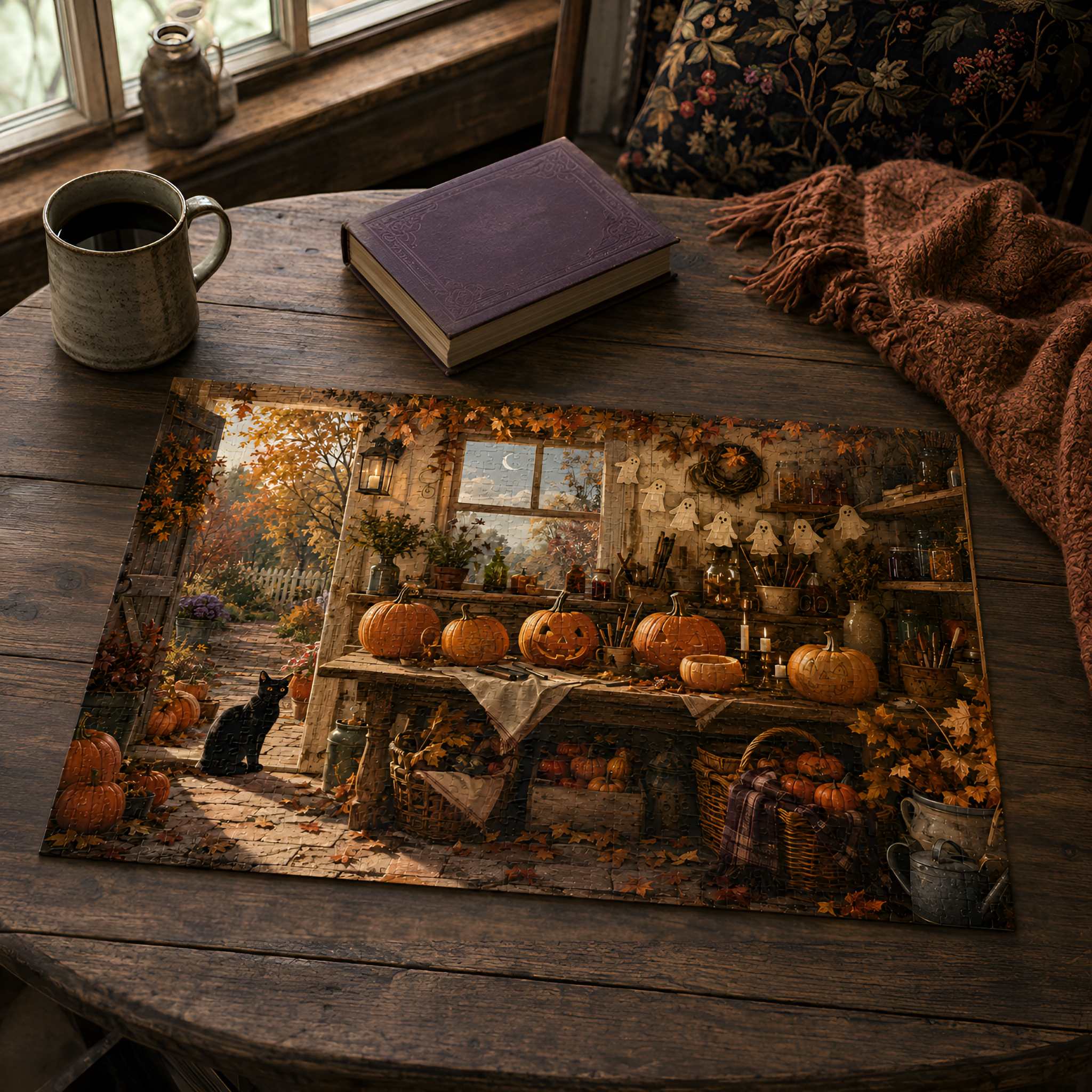 Haunted Porch Halloween Jigsaw Puzzle, 500 or 1,000 Pieces | Moonrise Porch