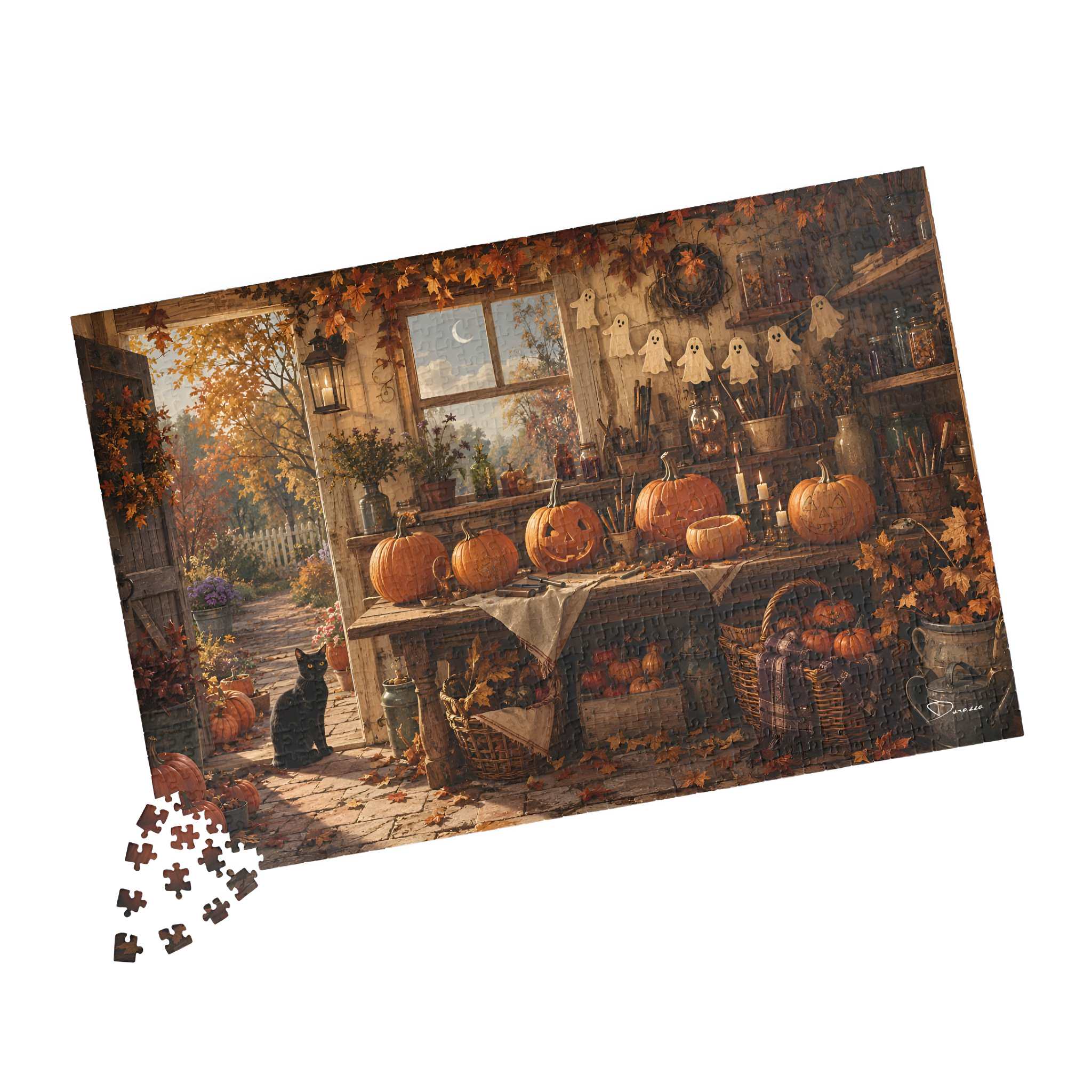 Pumpkin Carving Halloween Jigsaw Puzzle, 500 or 1000 Pieces | Moonrise Workshop