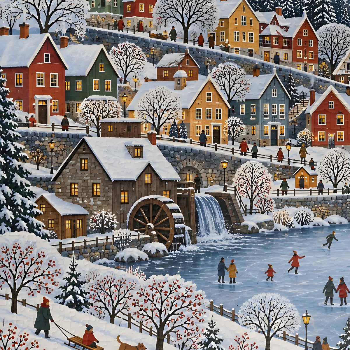 Ice Skating Jigsaw Puzzle, 500 or 1000 Pieces | Alpine Town