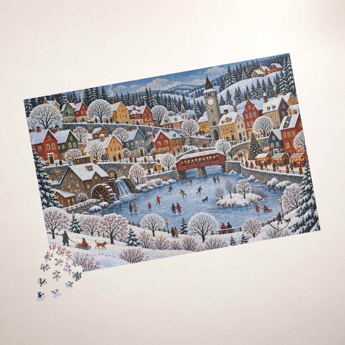 Ice Skating Jigsaw Puzzle, 500 or 1000 Pieces | Alpine Town