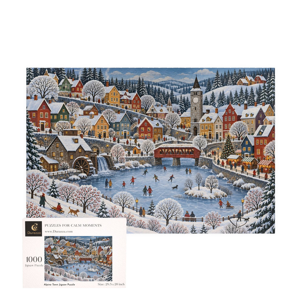 Ice Skating Jigsaw Puzzle, 500 or 1000 Pieces | Alpine Town