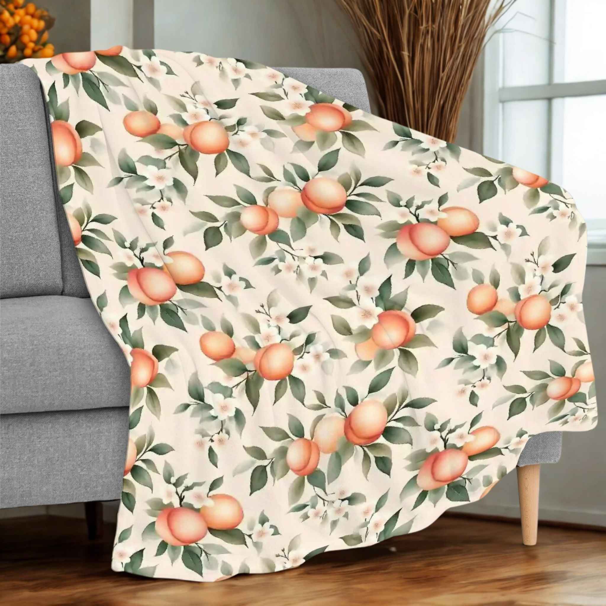 Fruit Throw Blanket – Peach Orchard Decor | Peachwood Bloom