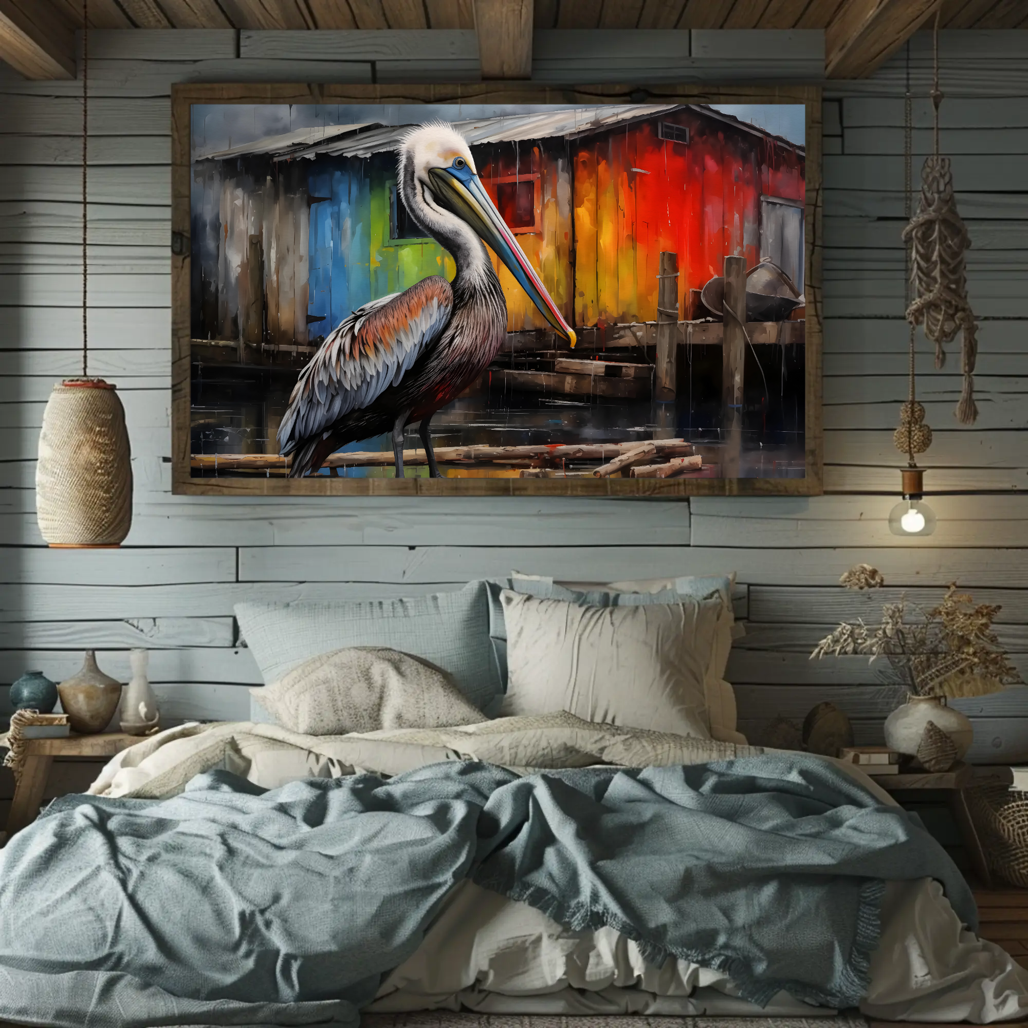 Pelican Paradise Wall Art: Whimsical Coastal Artwork