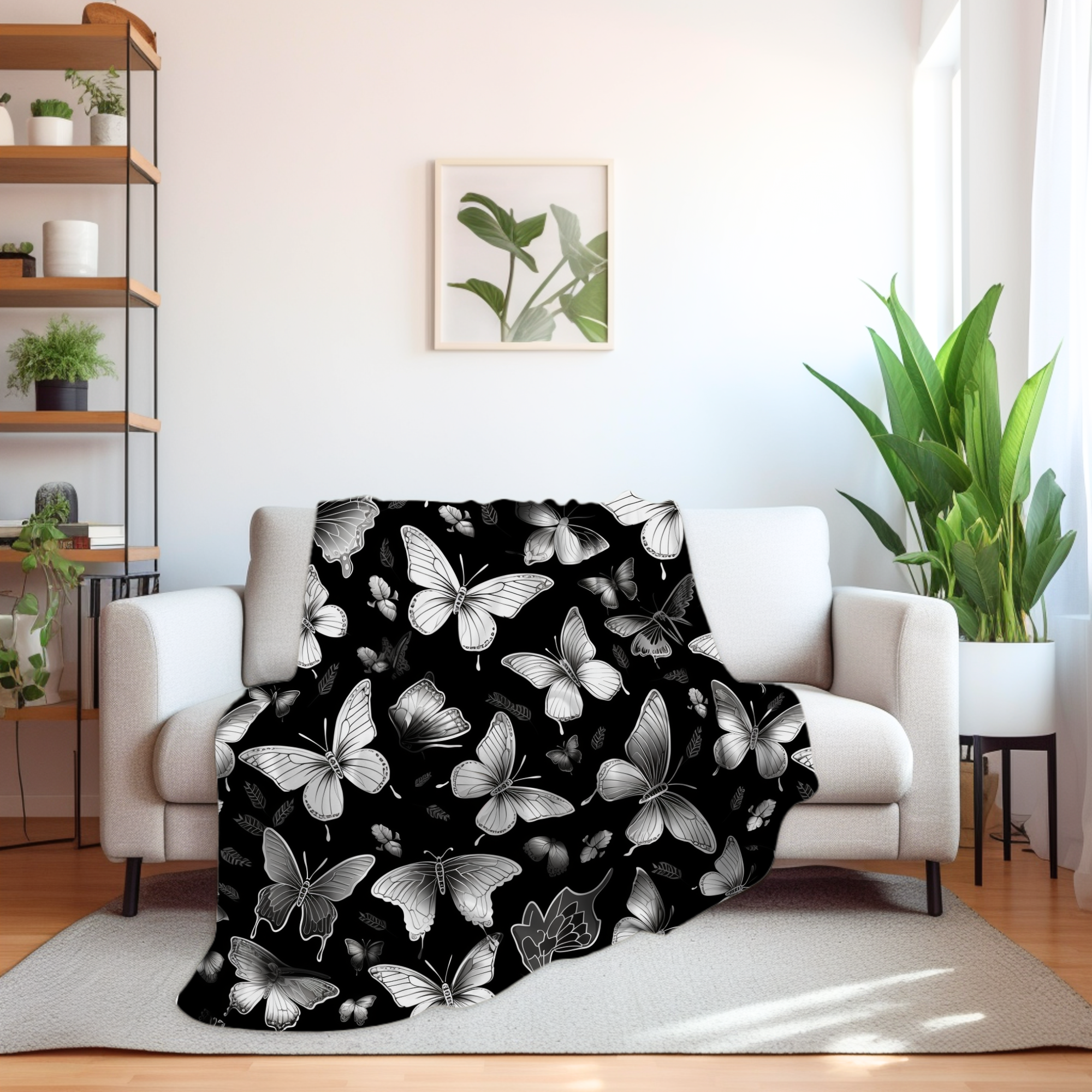 Phantom Butterfly Throw Blanket in Sherpa or Velveteen Plush