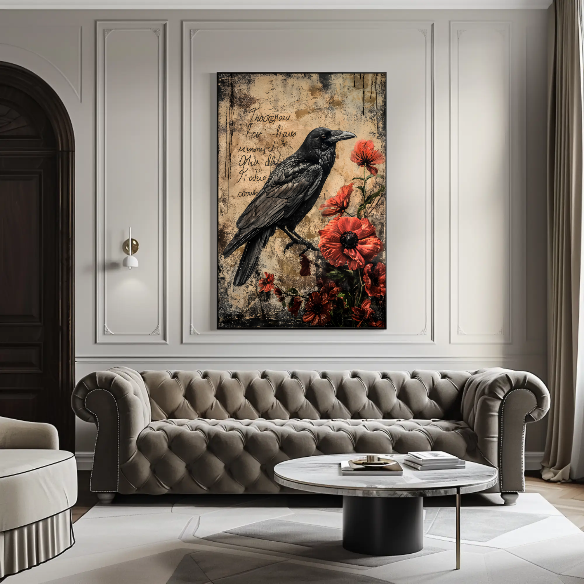 A Poetic Raven Art Piece: Gothic Wall Art