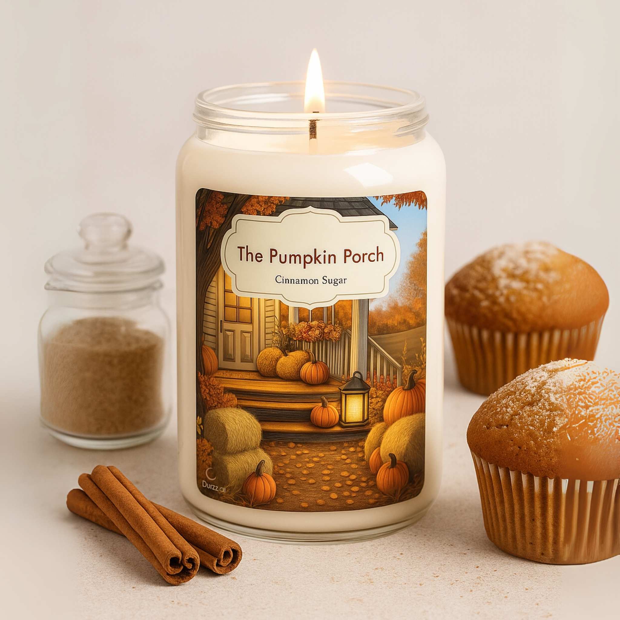 Fall Spice Candle with Cinnamon Sugar Scent | Pumpkin Porch