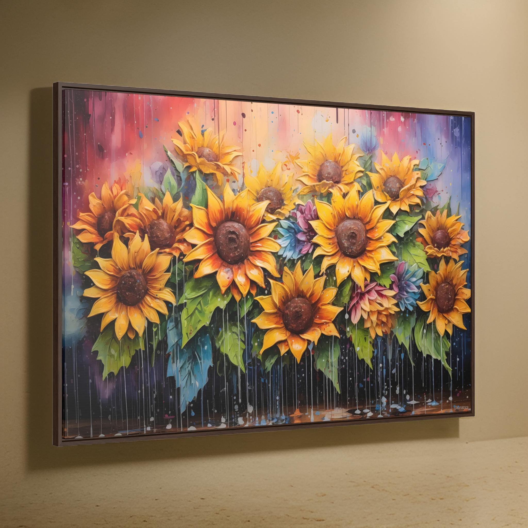 Raindrop Sunflowers Wall Decor: Whimsical Art