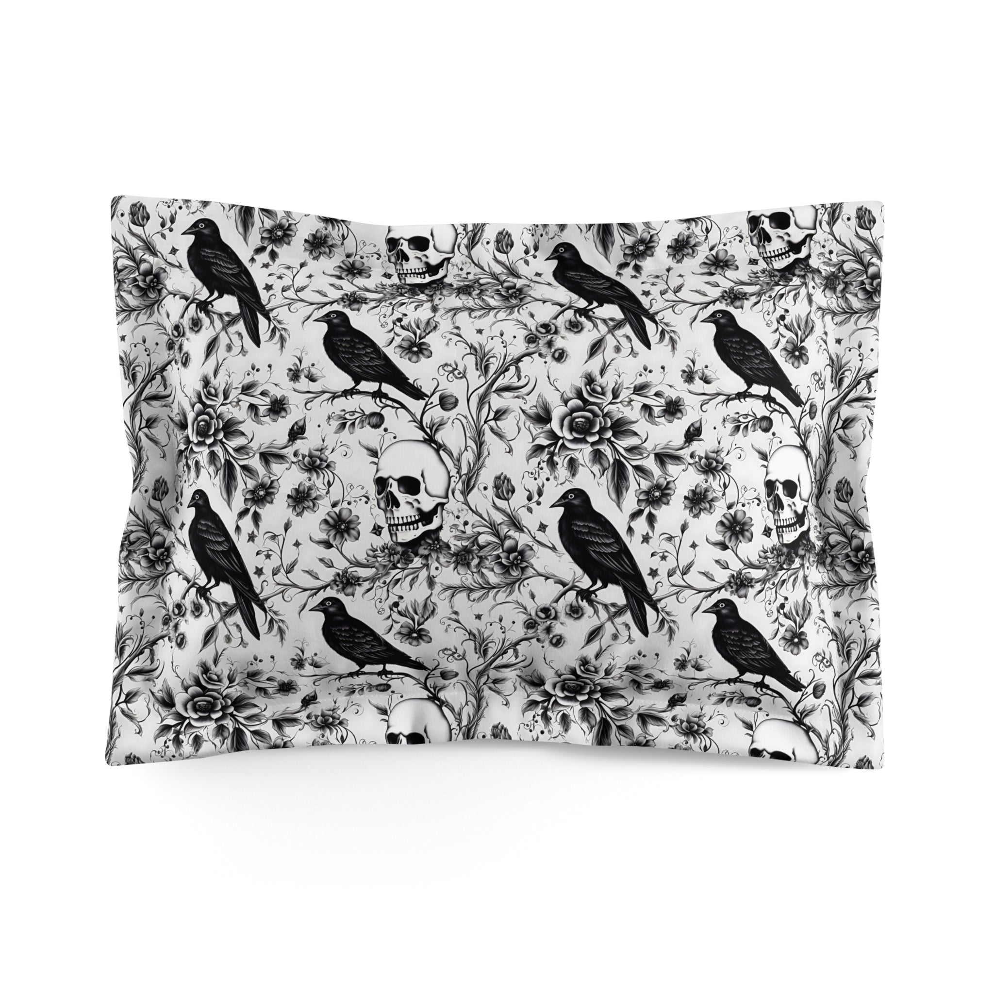 Raven Skull Garden Duvet Cover: Microfiber