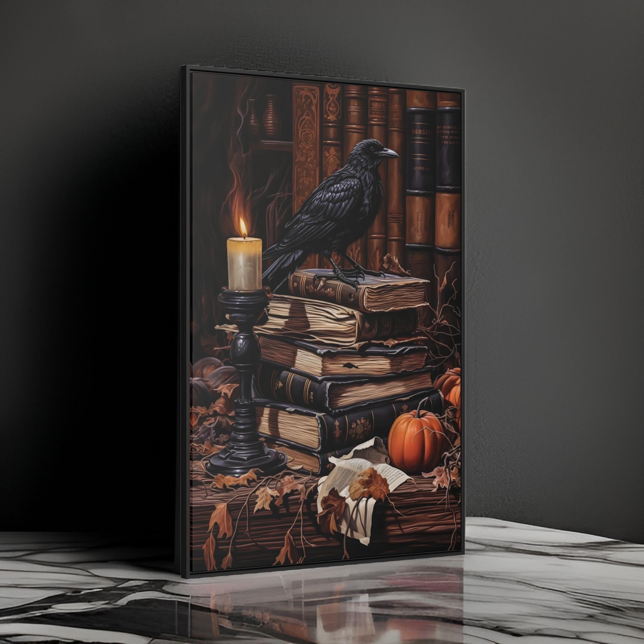 Raven's Library Wall Art: Dark Academia Decor
