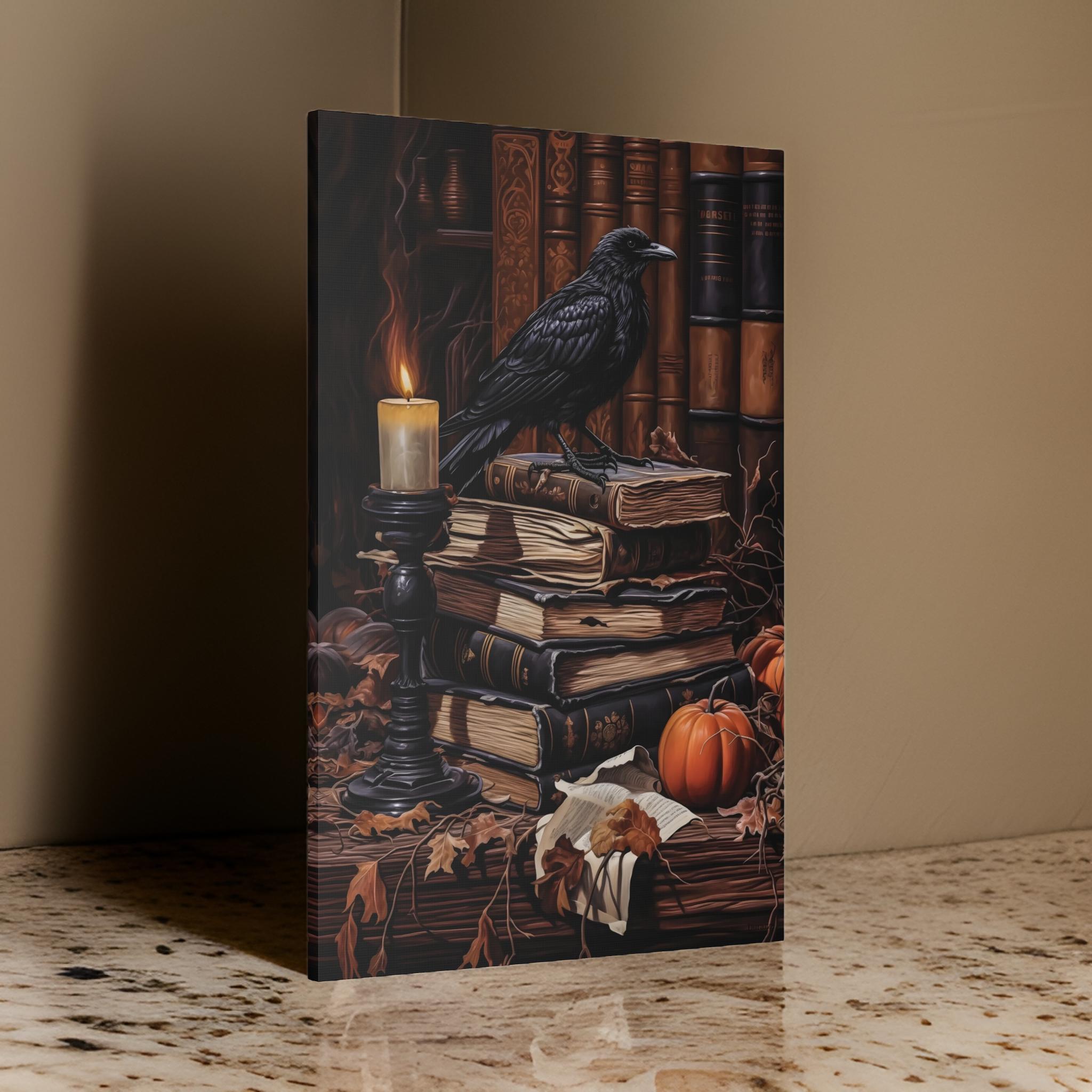 Raven's Library Wall Art: Dark Academia Decor