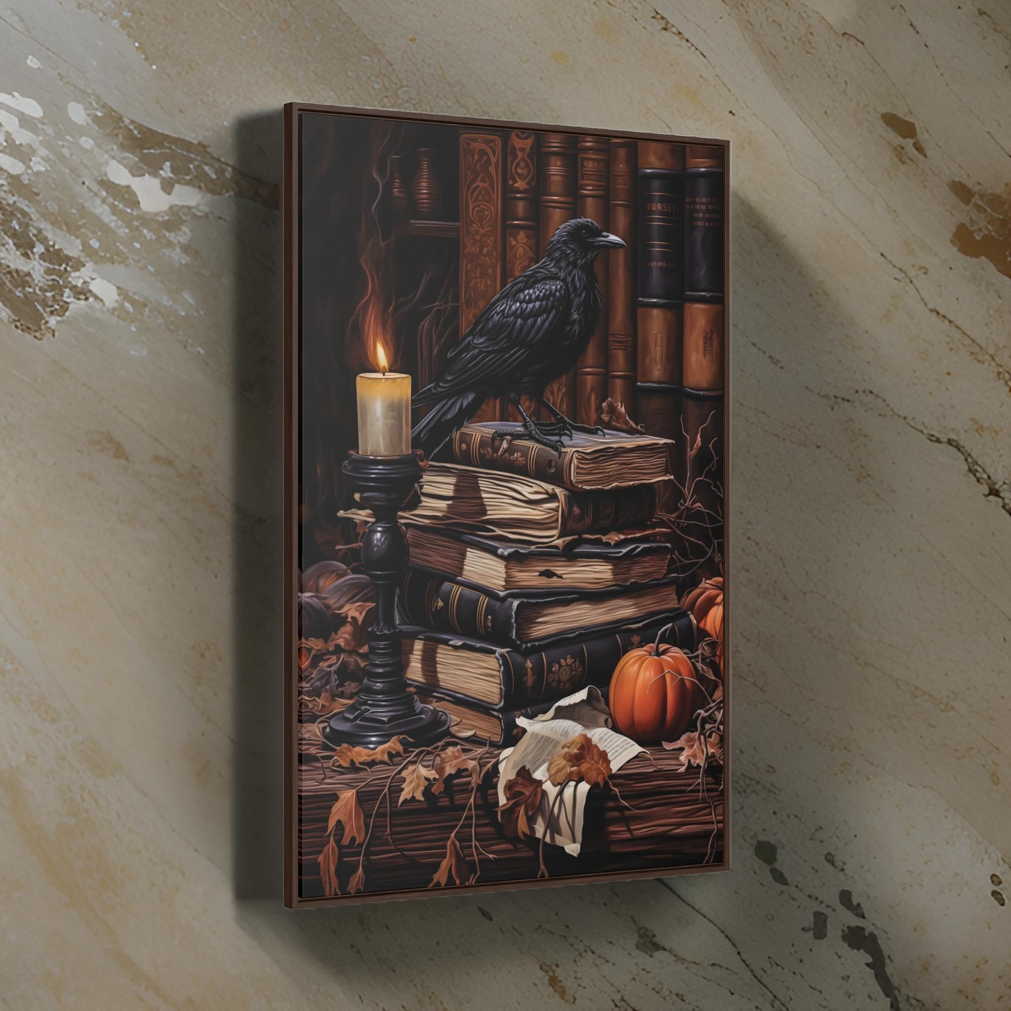 Raven's Library Wall Art: Dark Academia Decor