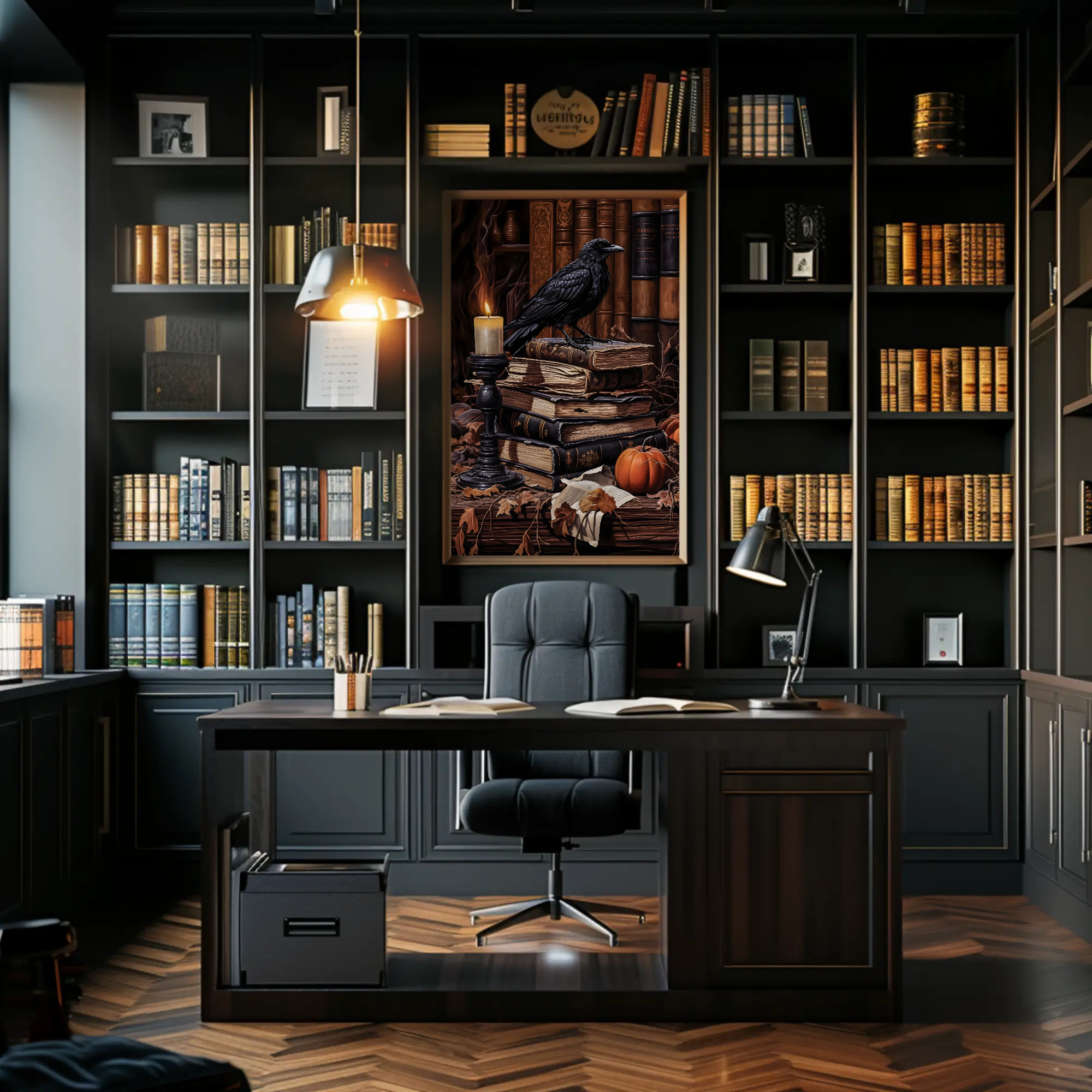 Raven's Library Wall Art: Dark Academia Decor