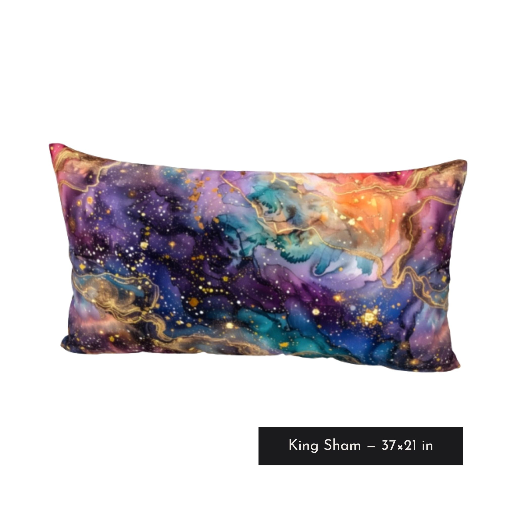 King size cotton pillow sham with a colorful celestial pattern.
