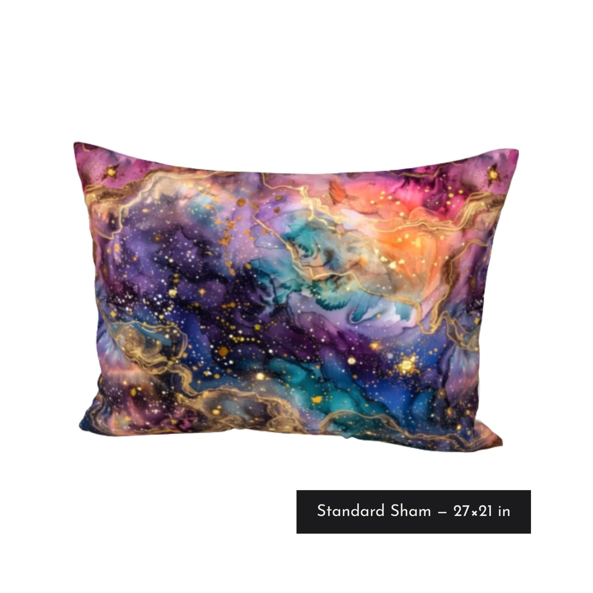 Standard size cotton pillow sham with a colorful celestial pattern.