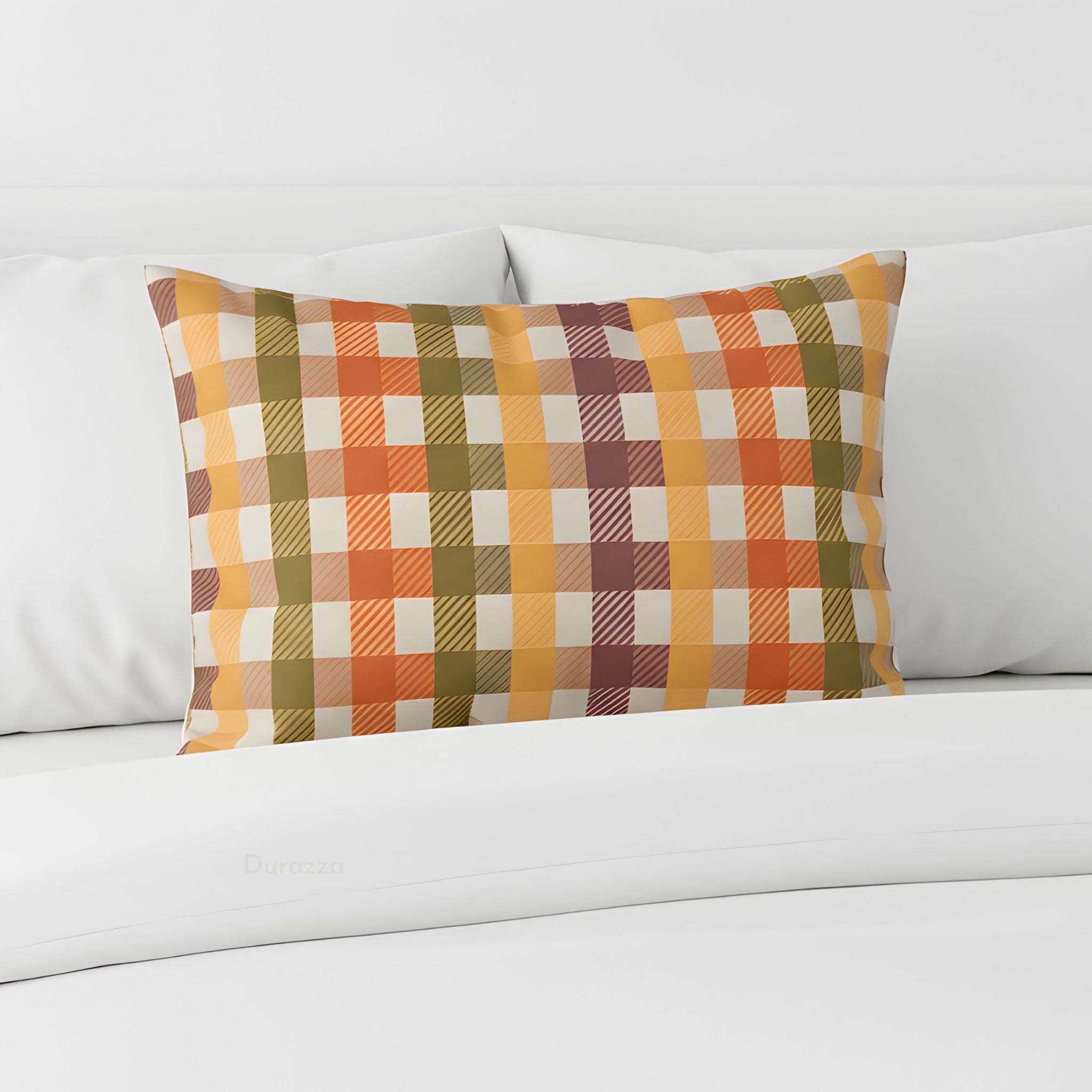 Plaid Cotton Pillow Sham, Standard/King | Harvest Check - Durazza