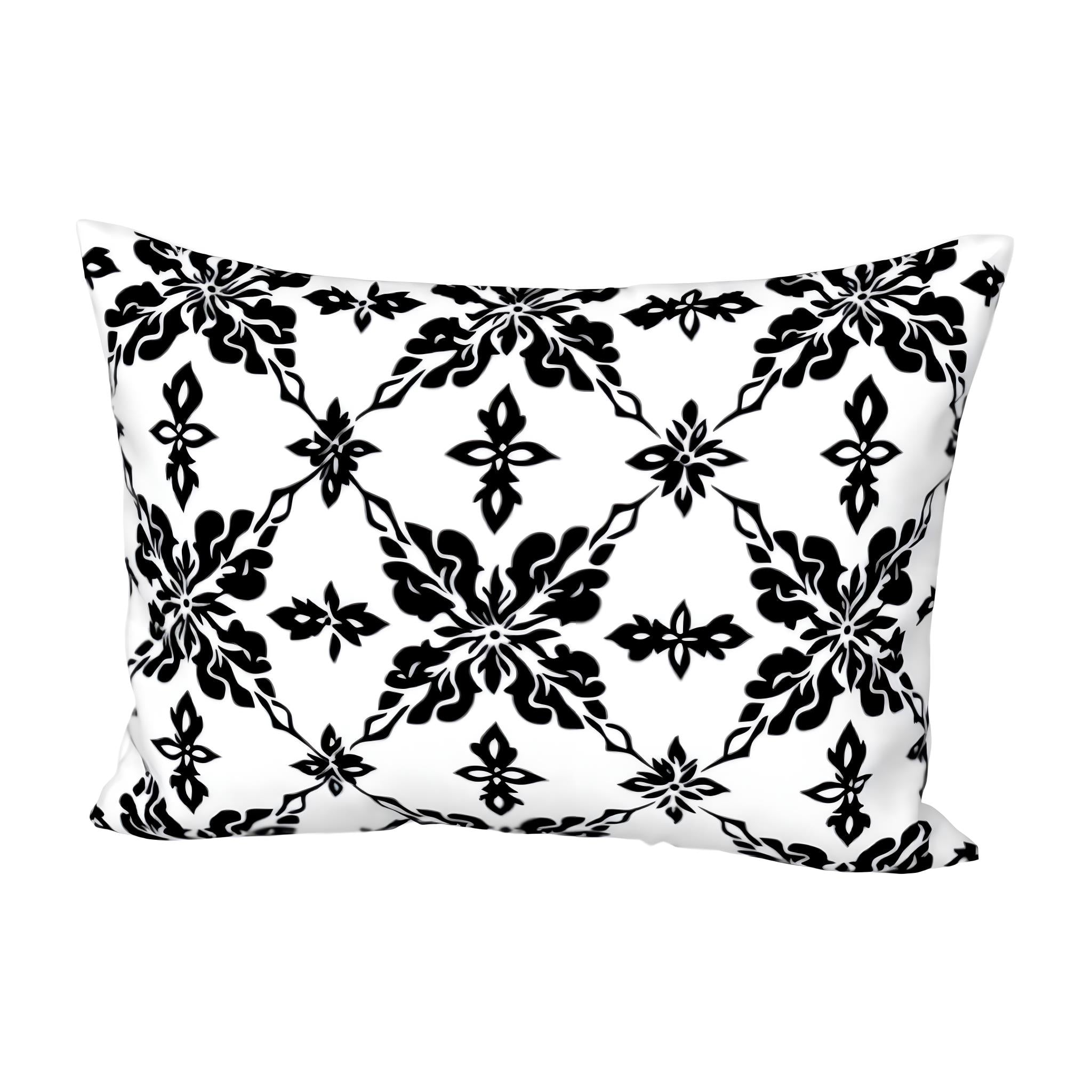 Standard sized gothic pillow sham in cotton fabric with black and white colors.
