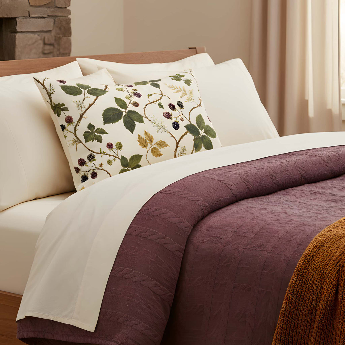 Blackberry Botanical Cotton Pillow Sham, Standard & King | Tramble Trails