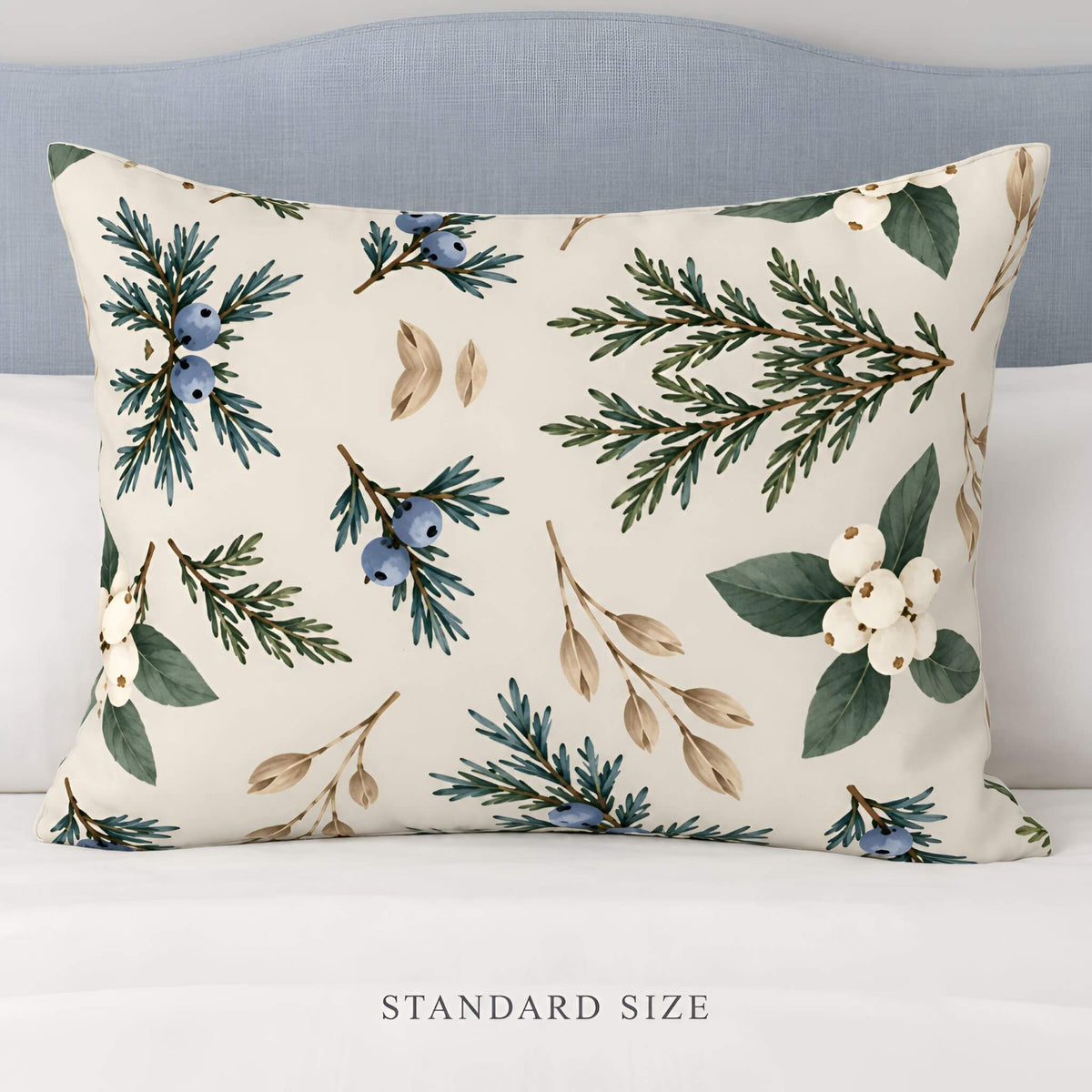 Botanical Cotton Pillow Sham, Standard or King | Frosted Juniper Air