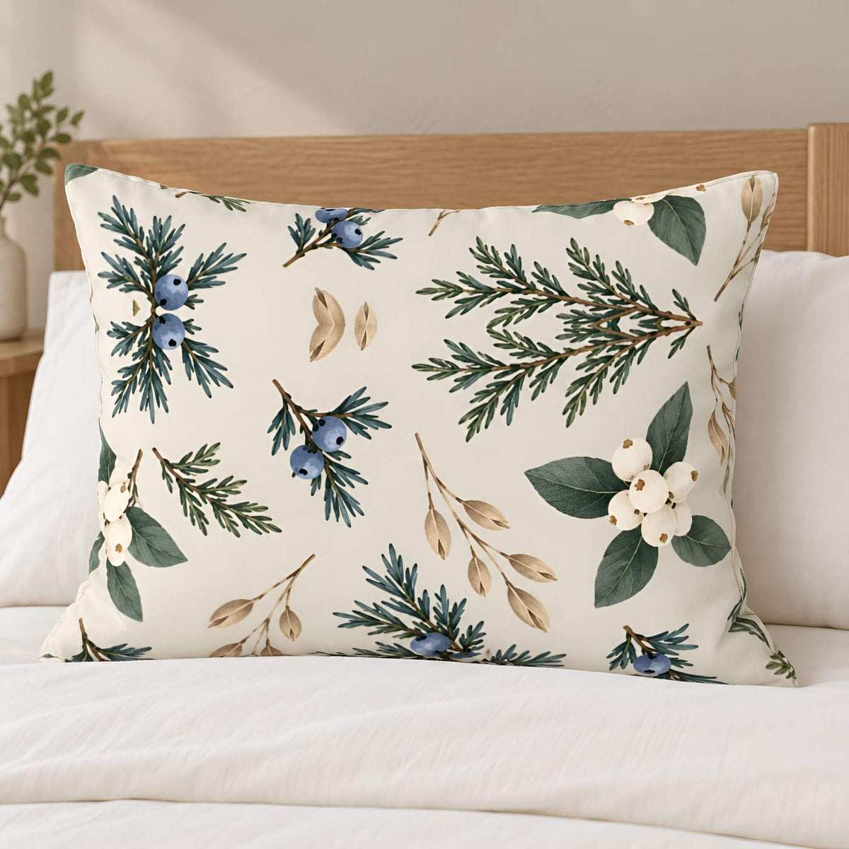 Botanical Cotton Pillow Sham, Standard or King | Frosted Juniper Air