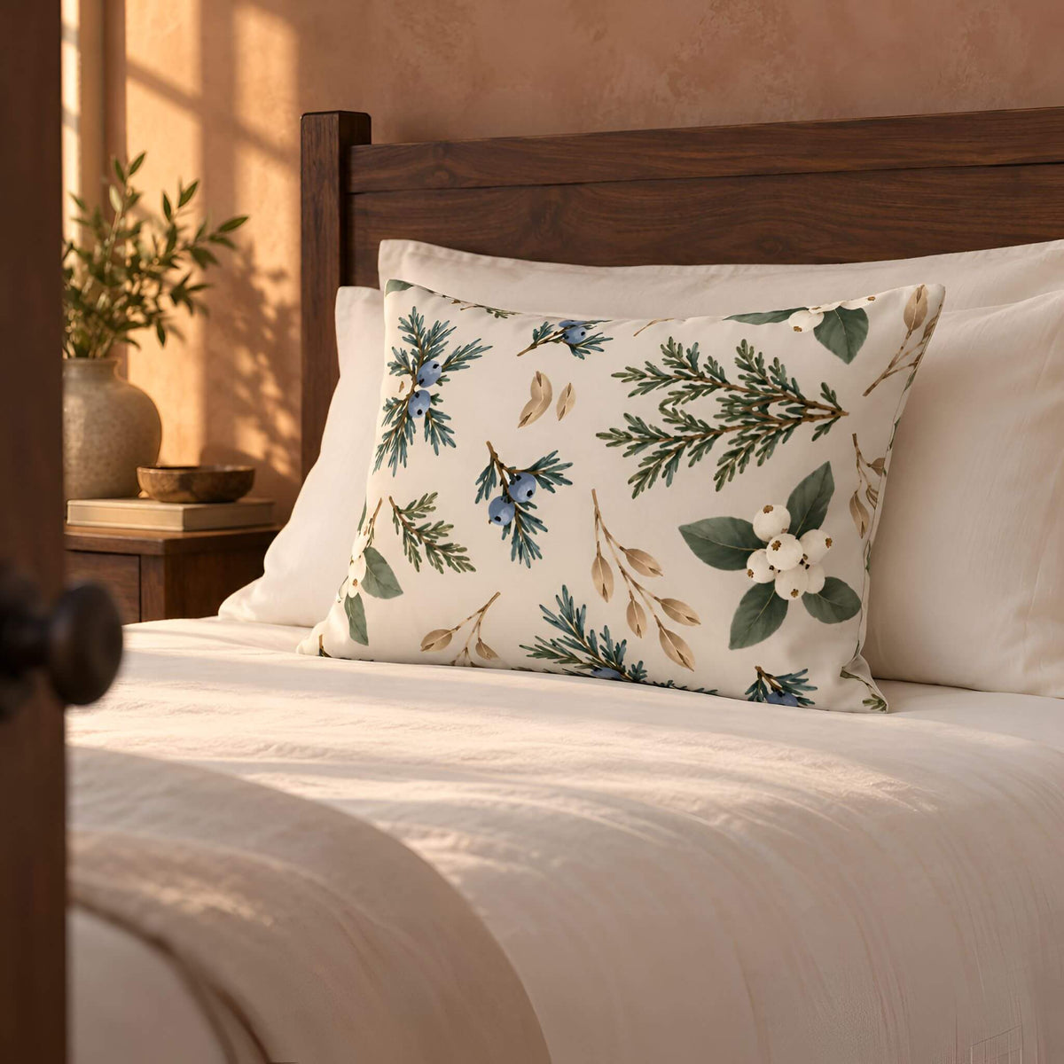 Botanical Cotton Pillow Sham, Standard or King | Frosted Juniper Air