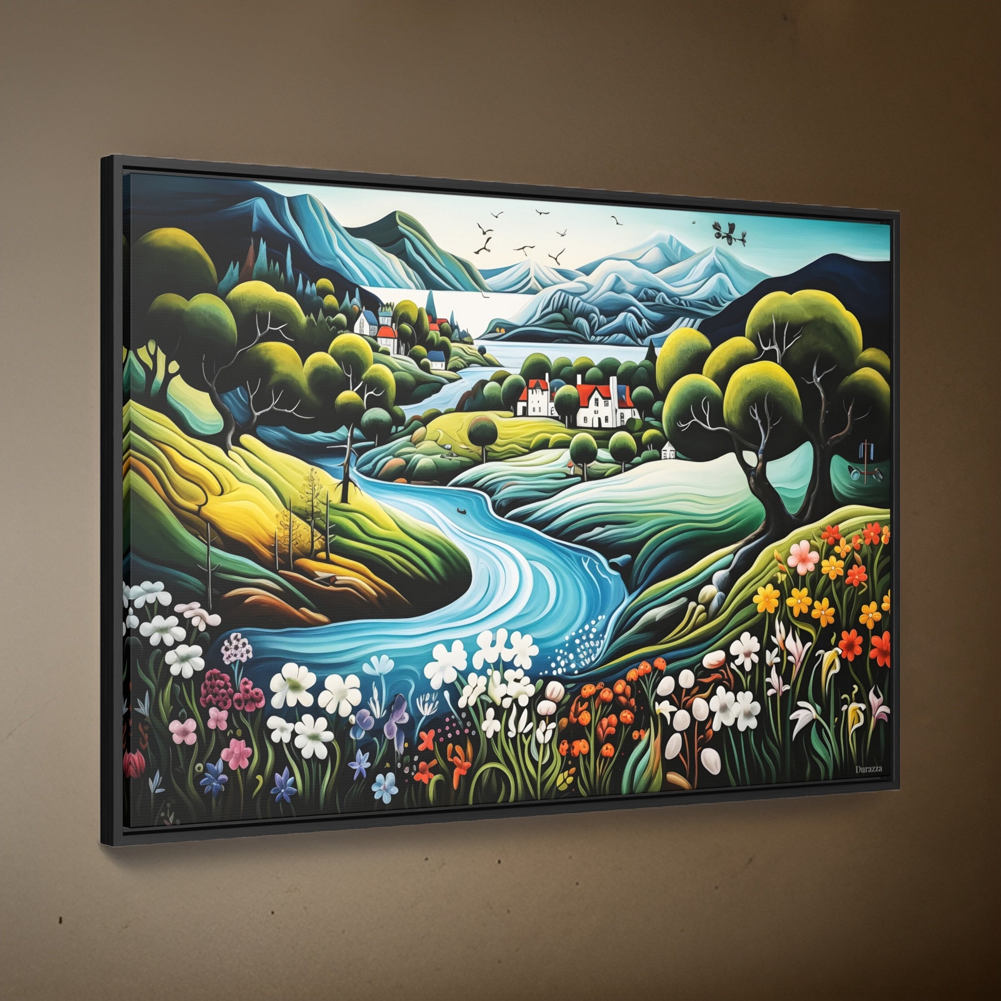 Scandinavian Fjord Wall Art: Naive Painting