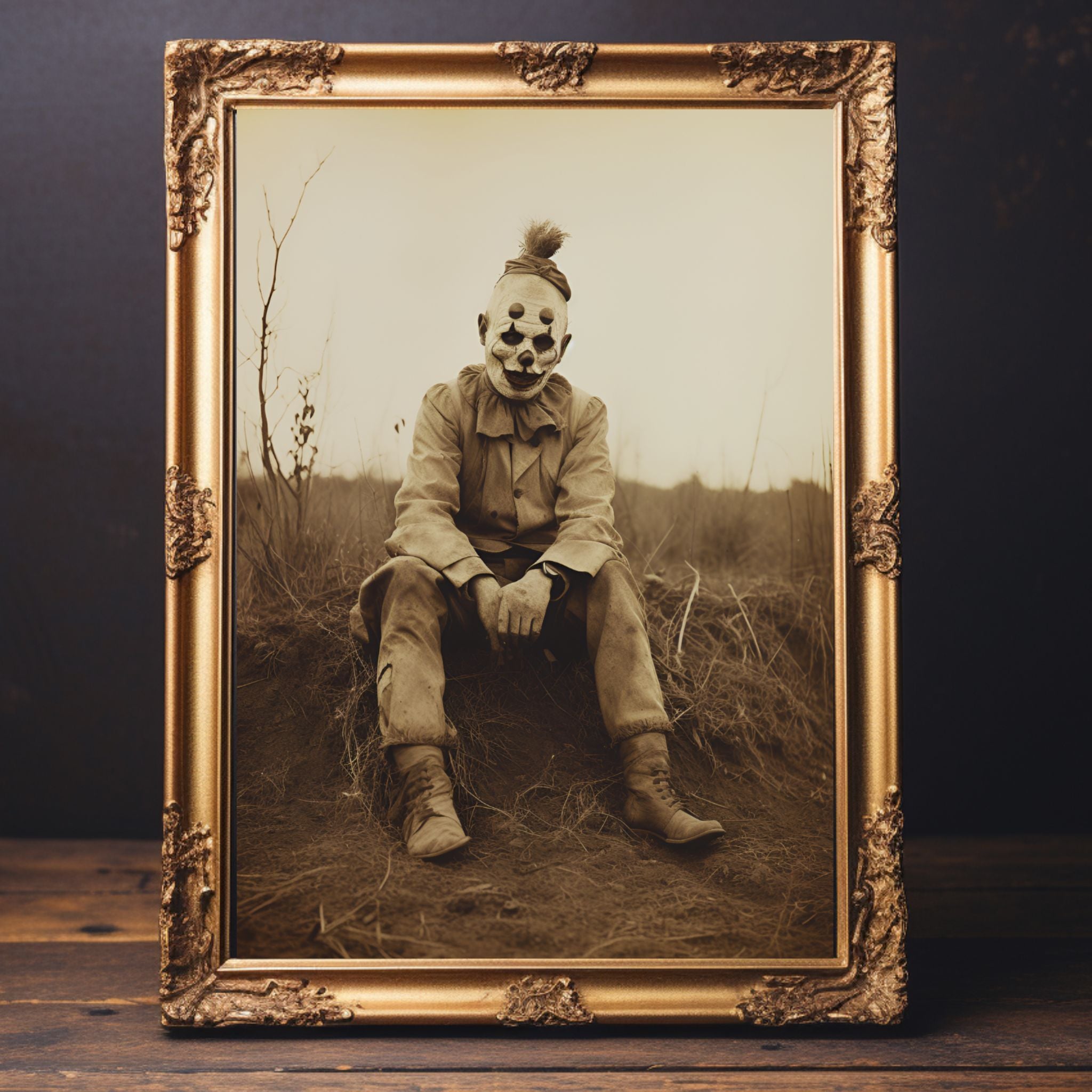 Scary Clown of Texas Vintage Photography Art Poster Print