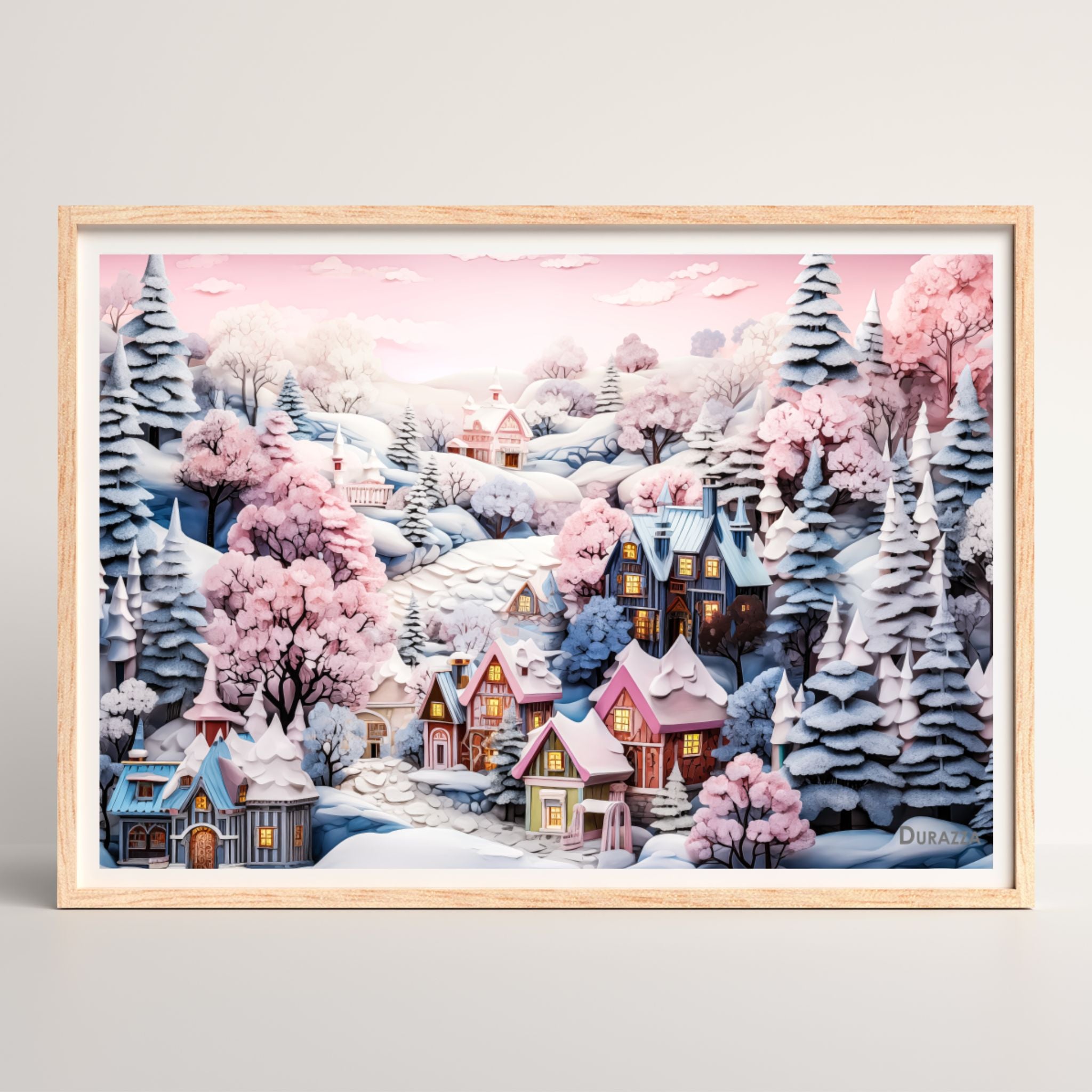 Snowy Pastel Skies Winter Wall Art Print