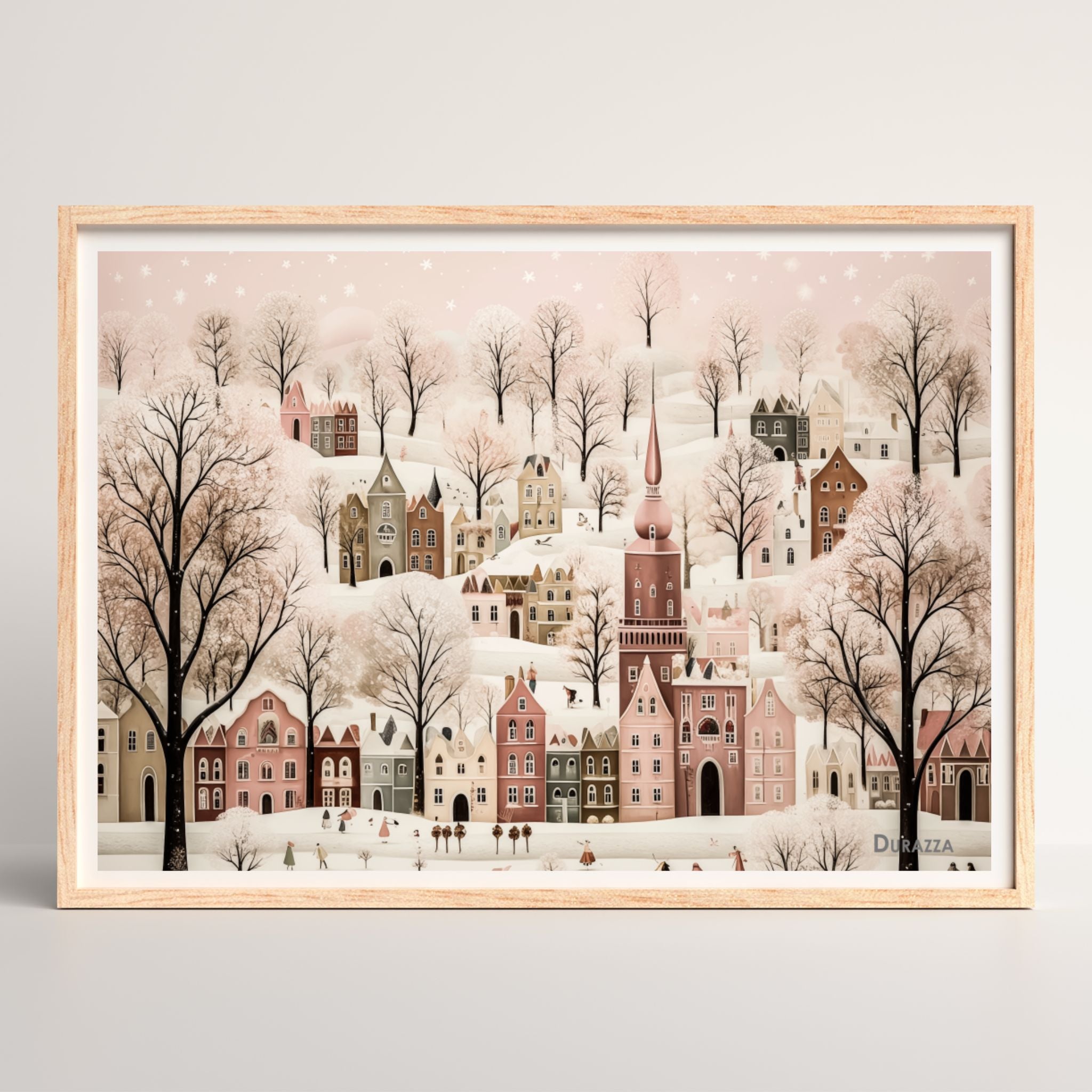 Snowy Serenity Winter Satin Wall Art Print