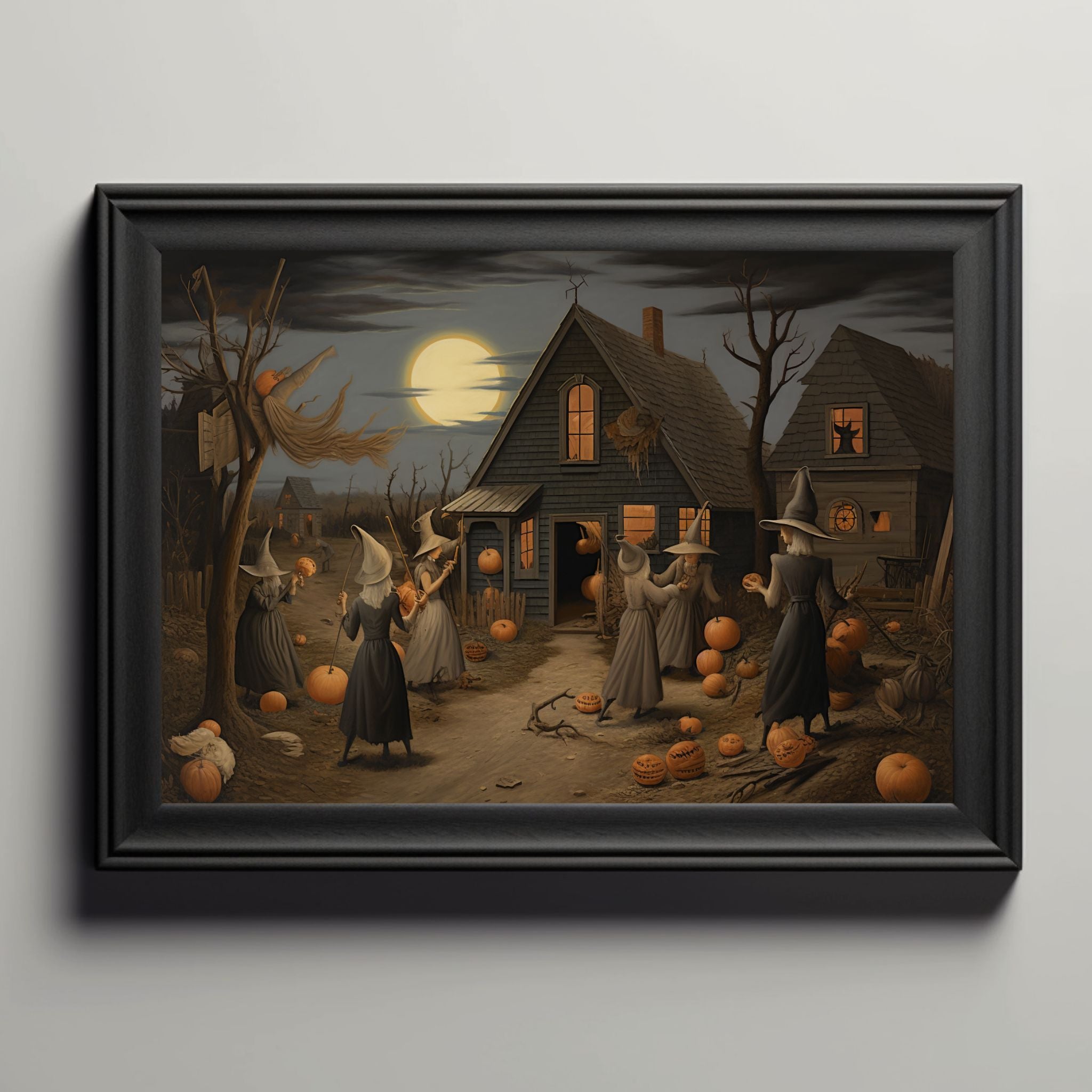 Sunset Witch Soiree Wooden Satin Art Picture