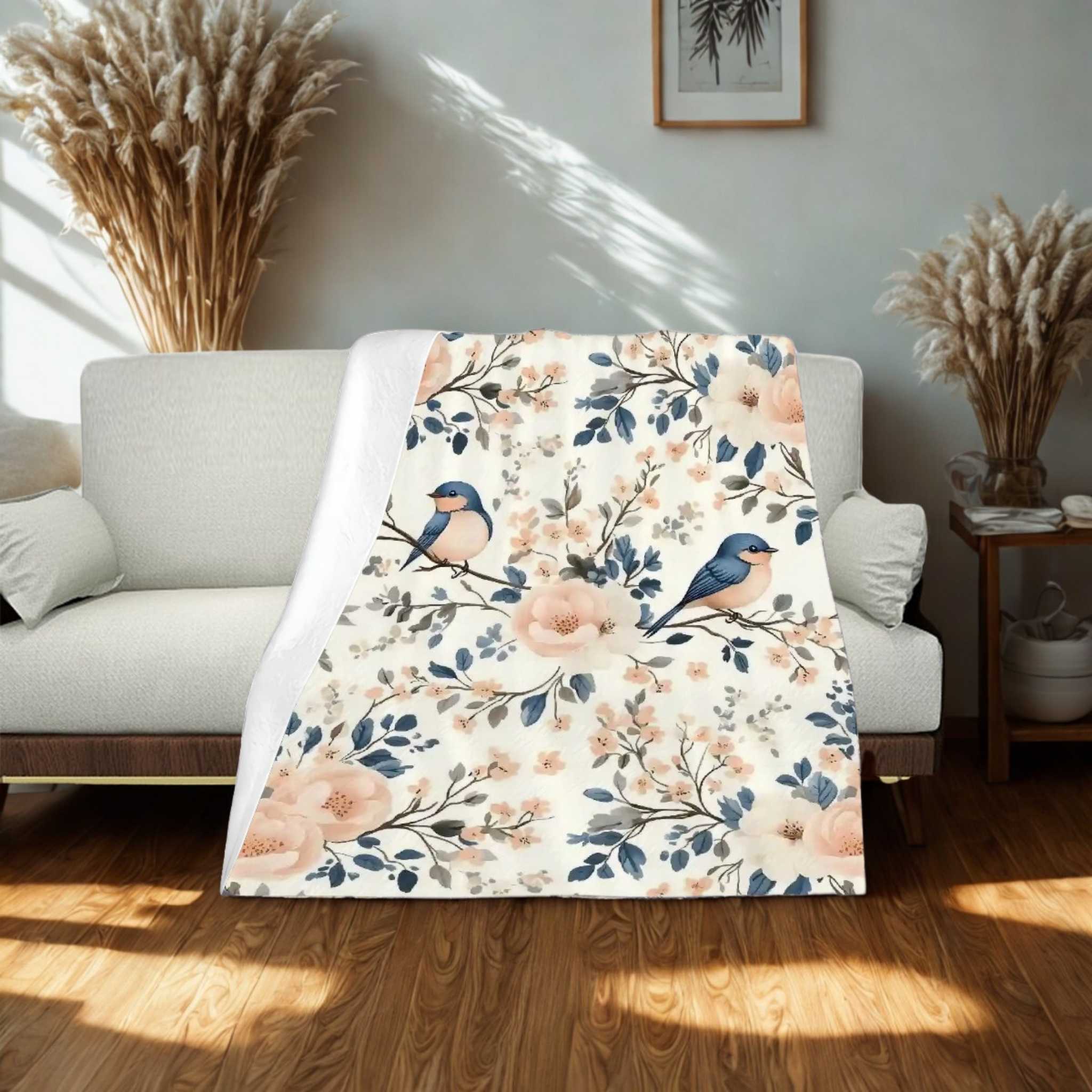 Bird Throw Blanket – Cottage Bluebird Garden | Sweet Song