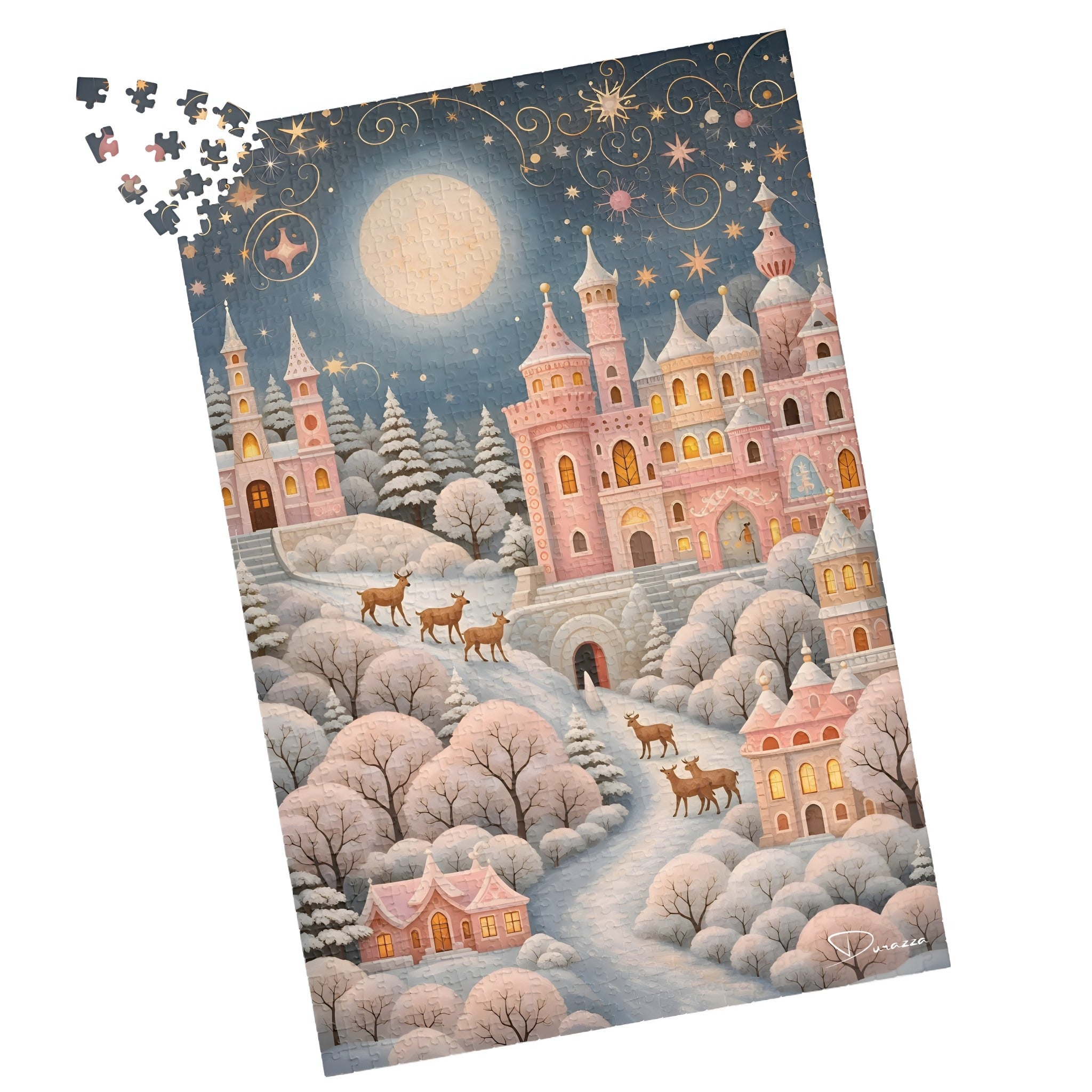 Snow Kissed Castle Jigsaw Puzzle – 500 or 1000 Pieces | Durazza