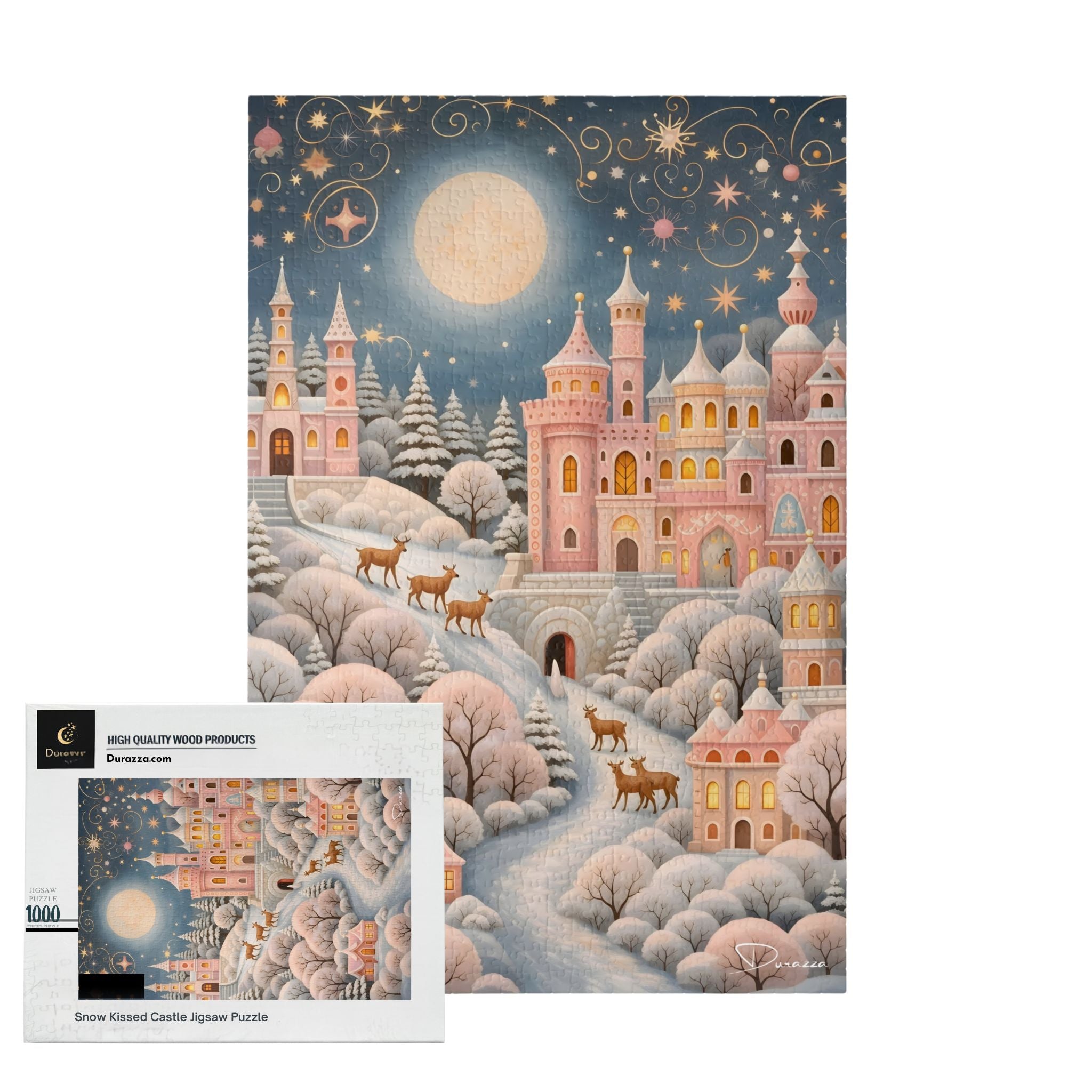 Snow Kissed Castle Jigsaw Puzzle – 500 or 1000 Pieces | Durazza
