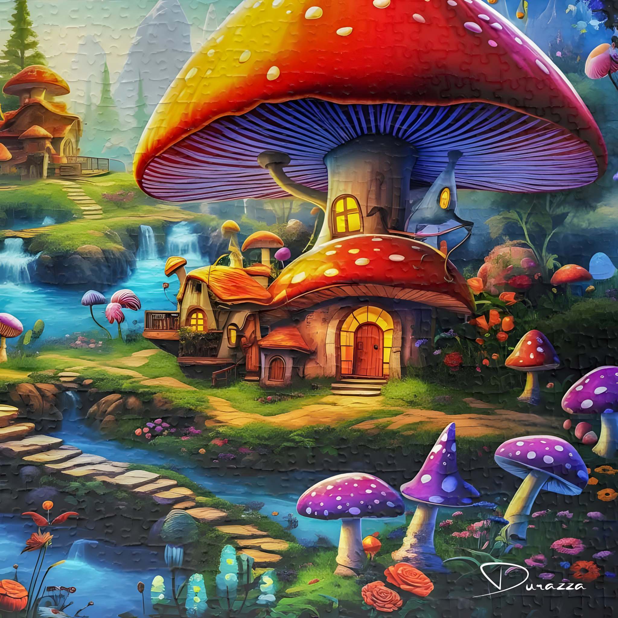 Mushroom Jigsaw Puzzle 500 Piece | Tiny Toadstool Village – Durazza
