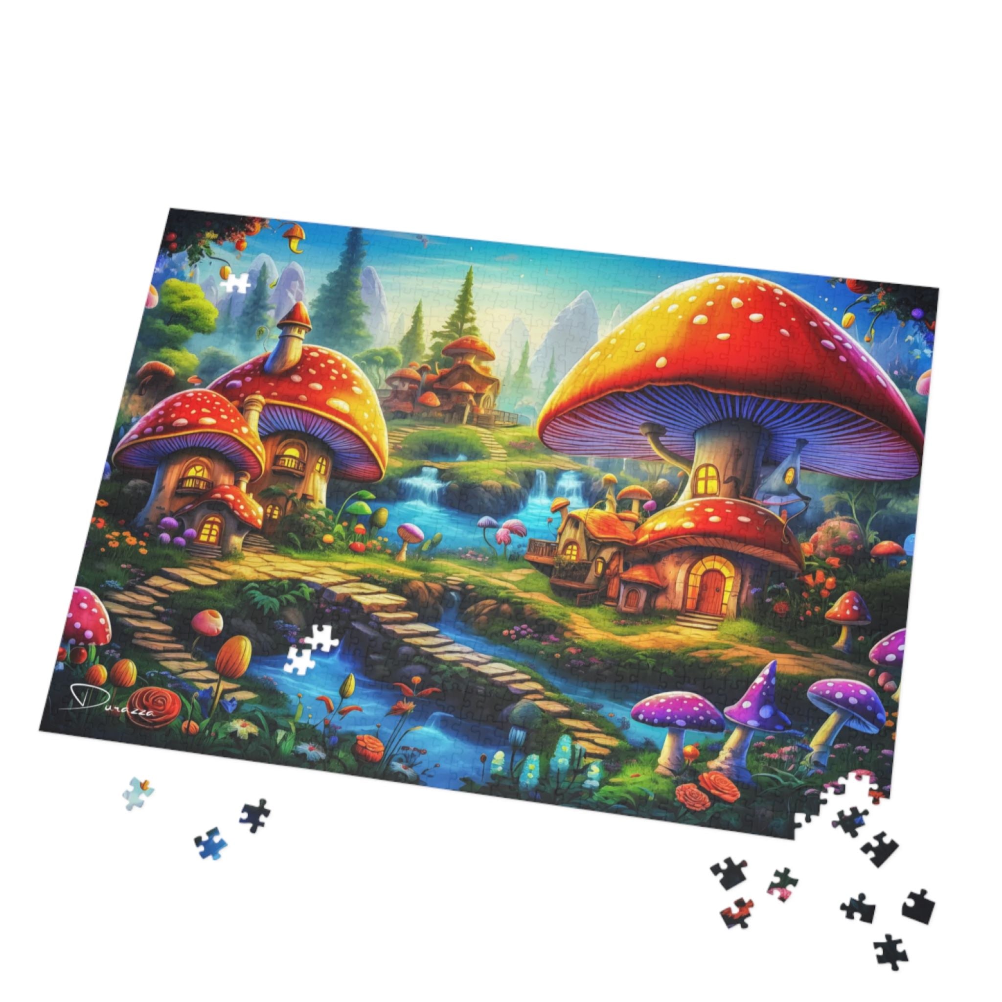 Mushroom Jigsaw Puzzle 500 Piece | Tiny Toadstool Village – Durazza