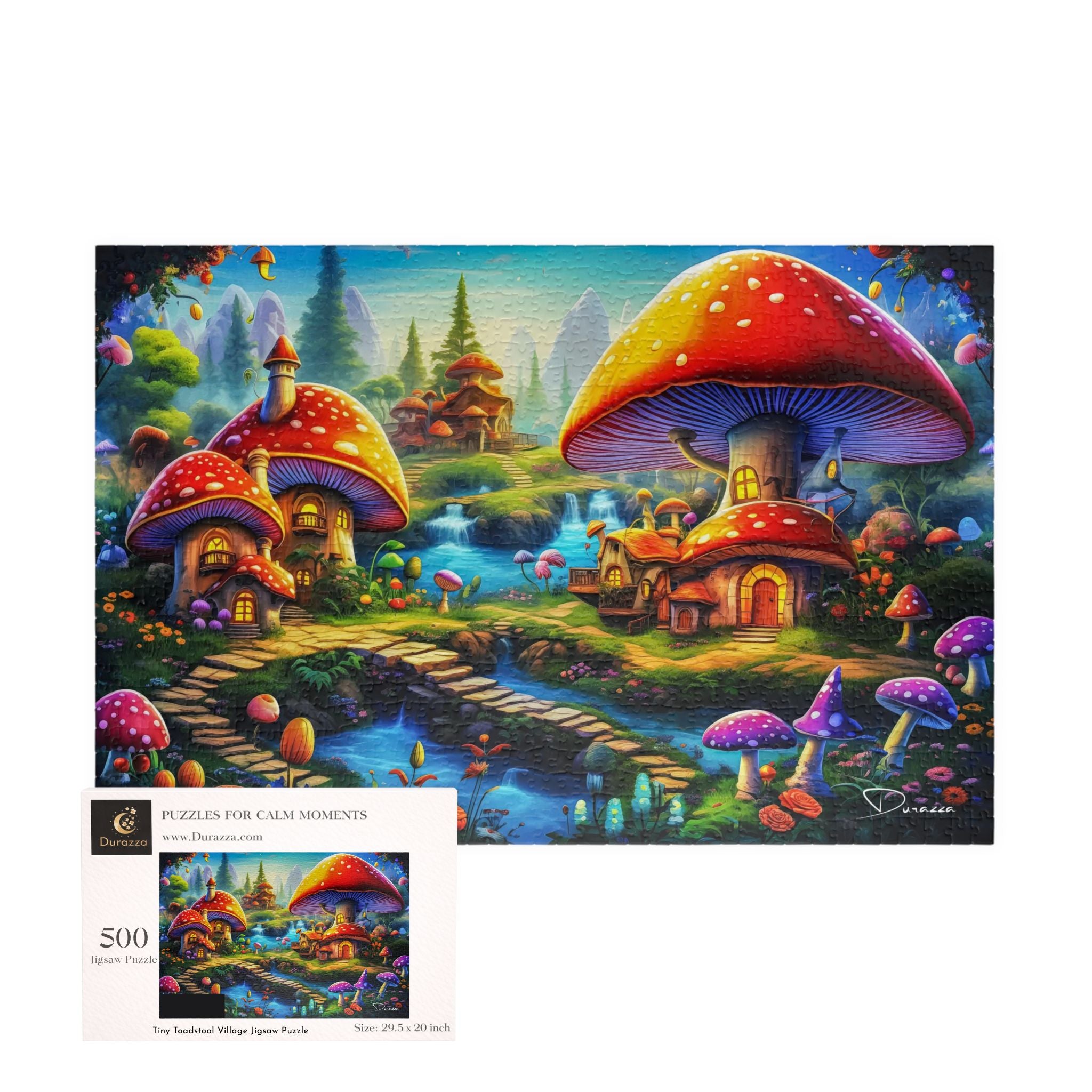 Mushroom Jigsaw Puzzle 500 Piece | Tiny Toadstool Village – Durazza
