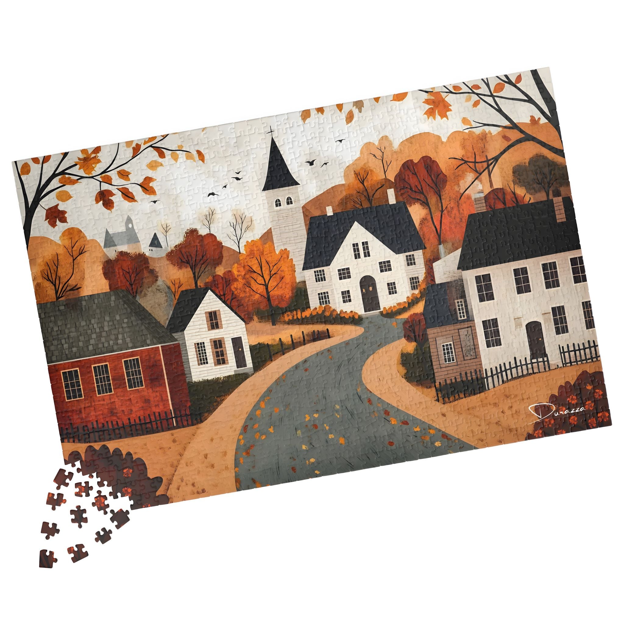 Autumn Village Jigsaw Puzzle – 500/1000 Pieces - Countryside Charm | Durazza