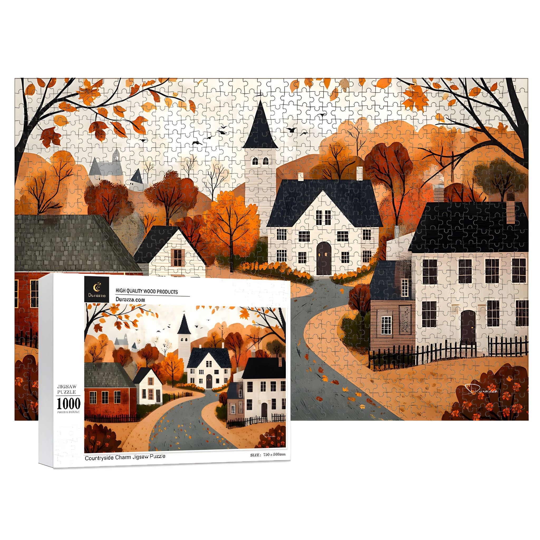Autumn Village Jigsaw Puzzle – 500/1000 Pieces - Countryside Charm | Durazza