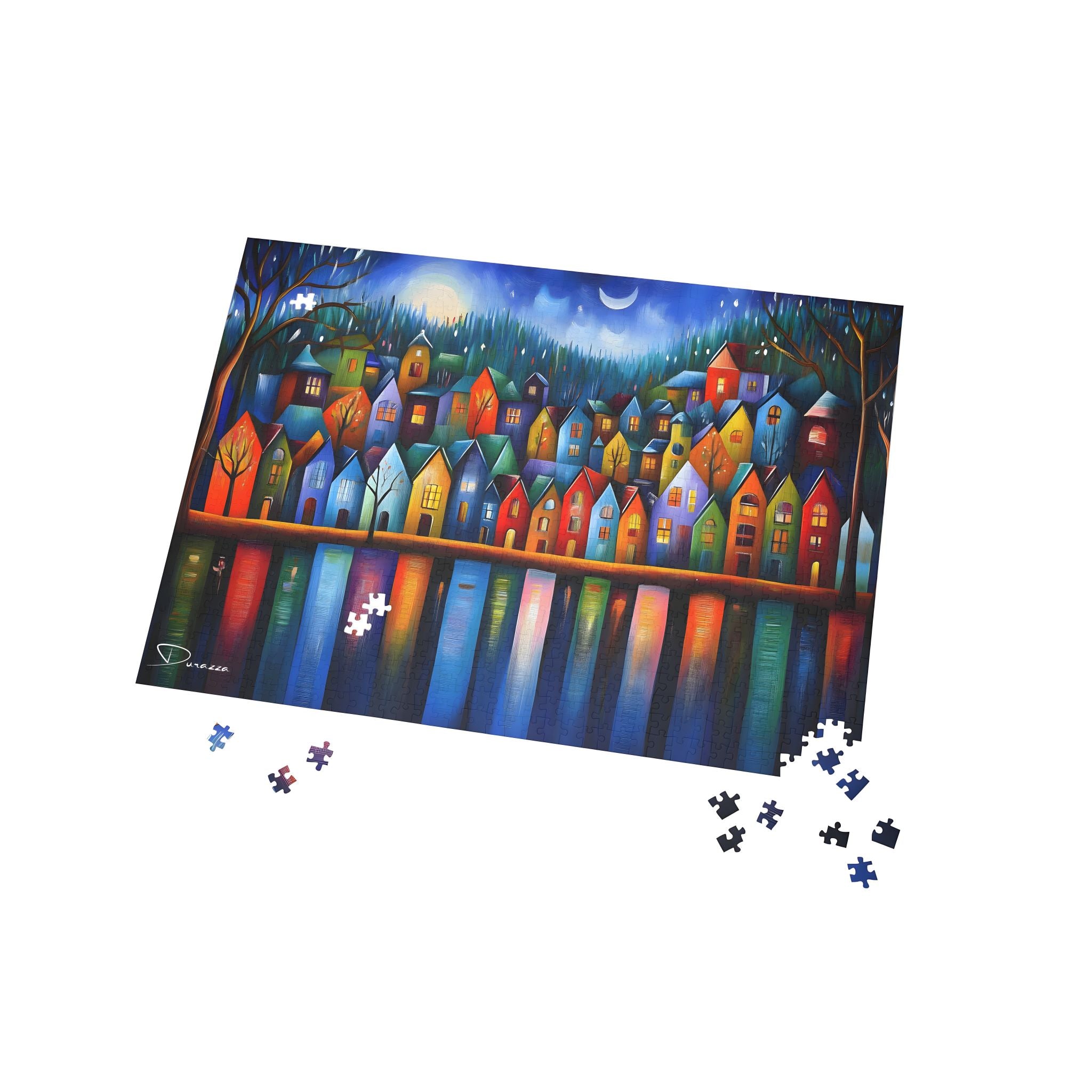 Colorful Nordic Village Jigsaw Puzzle – 1000 Piece - Colorful Nordic Homes | Durazza
