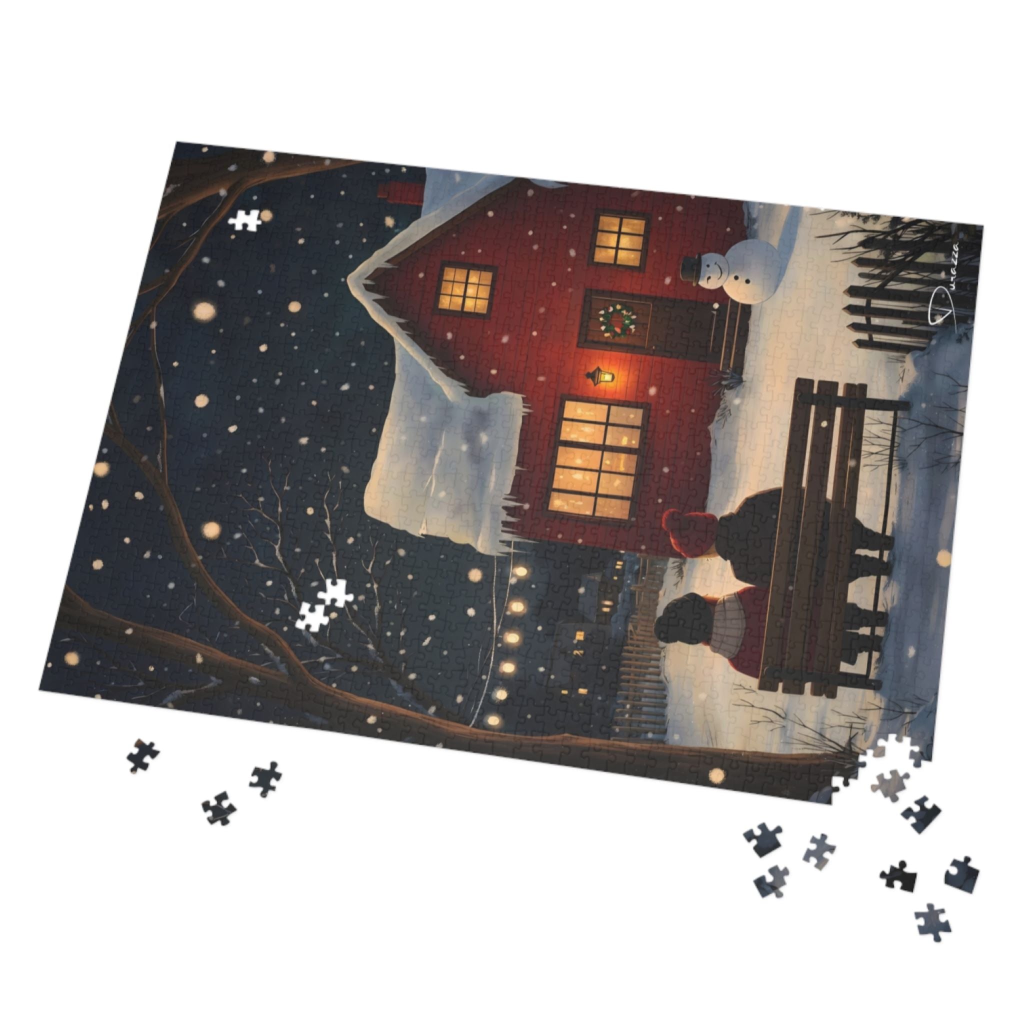 Winter Cabin Jigsaw Puzzle 1000 Piece Wooden | Winters Cozy Glow – Durazza