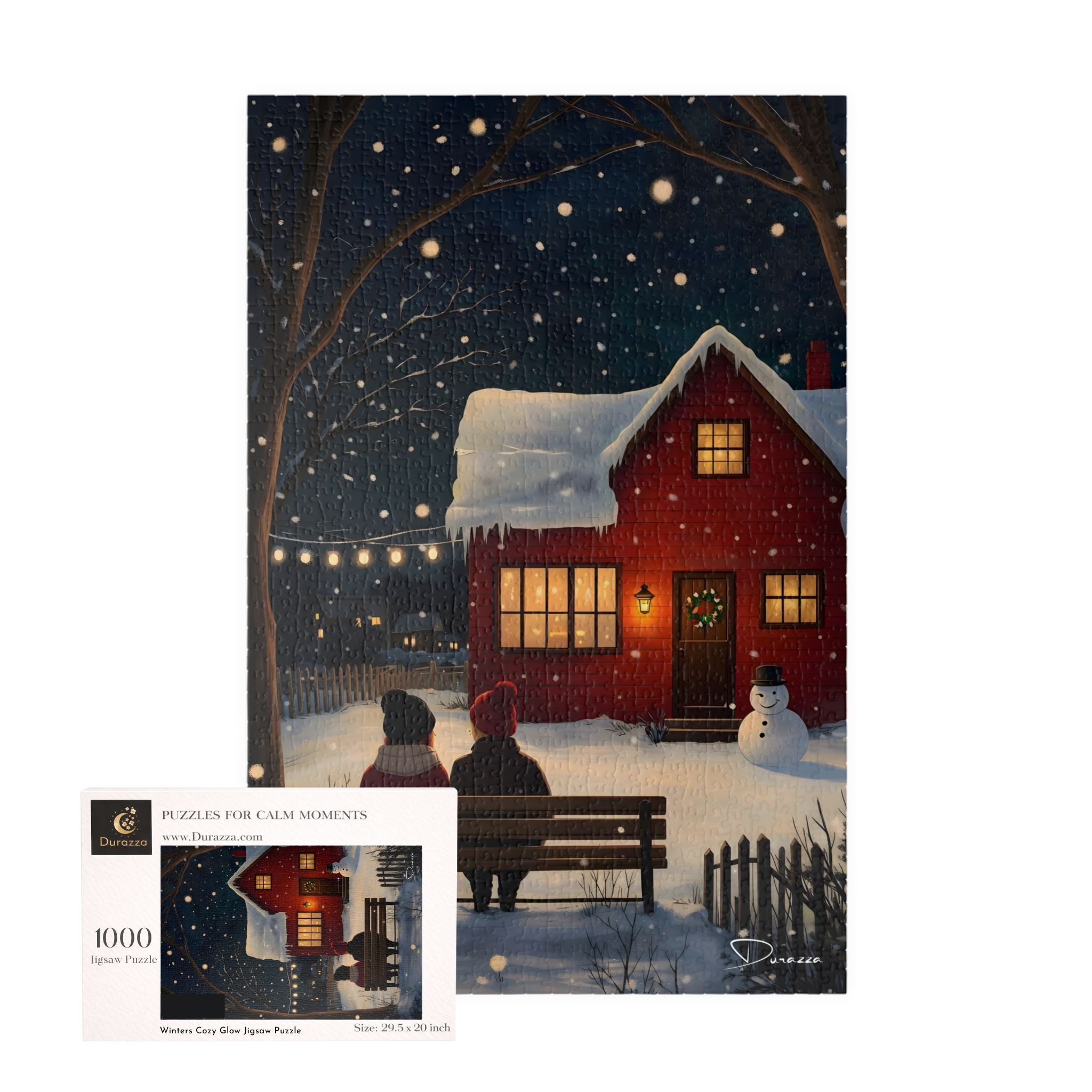 Winter Cabin Jigsaw Puzzle 1000 Piece Wooden | Winters Cozy Glow – Durazza