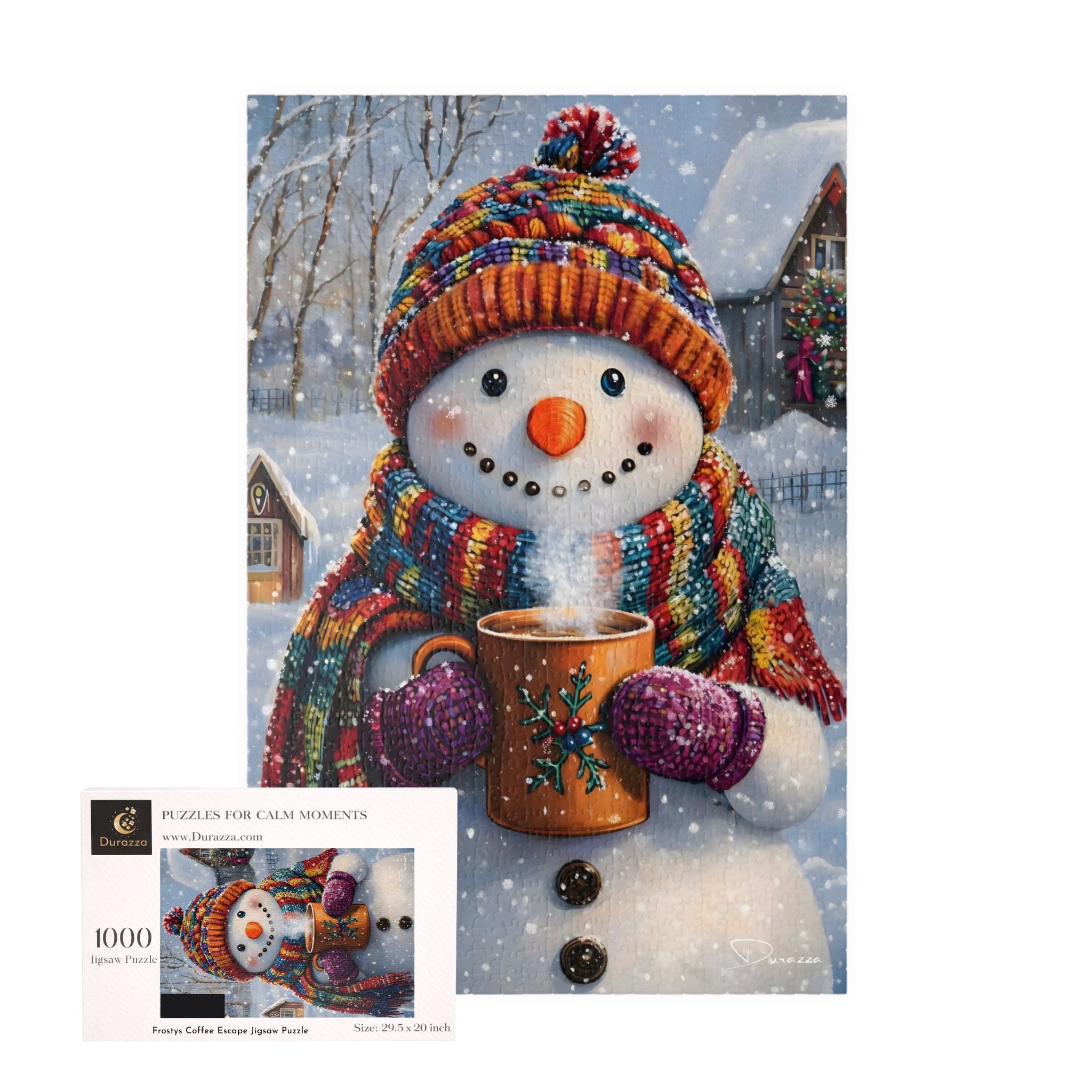 Snowman Jigsaw Puzzle 1000 Piece | Frostys Coffee Escape – Durazza