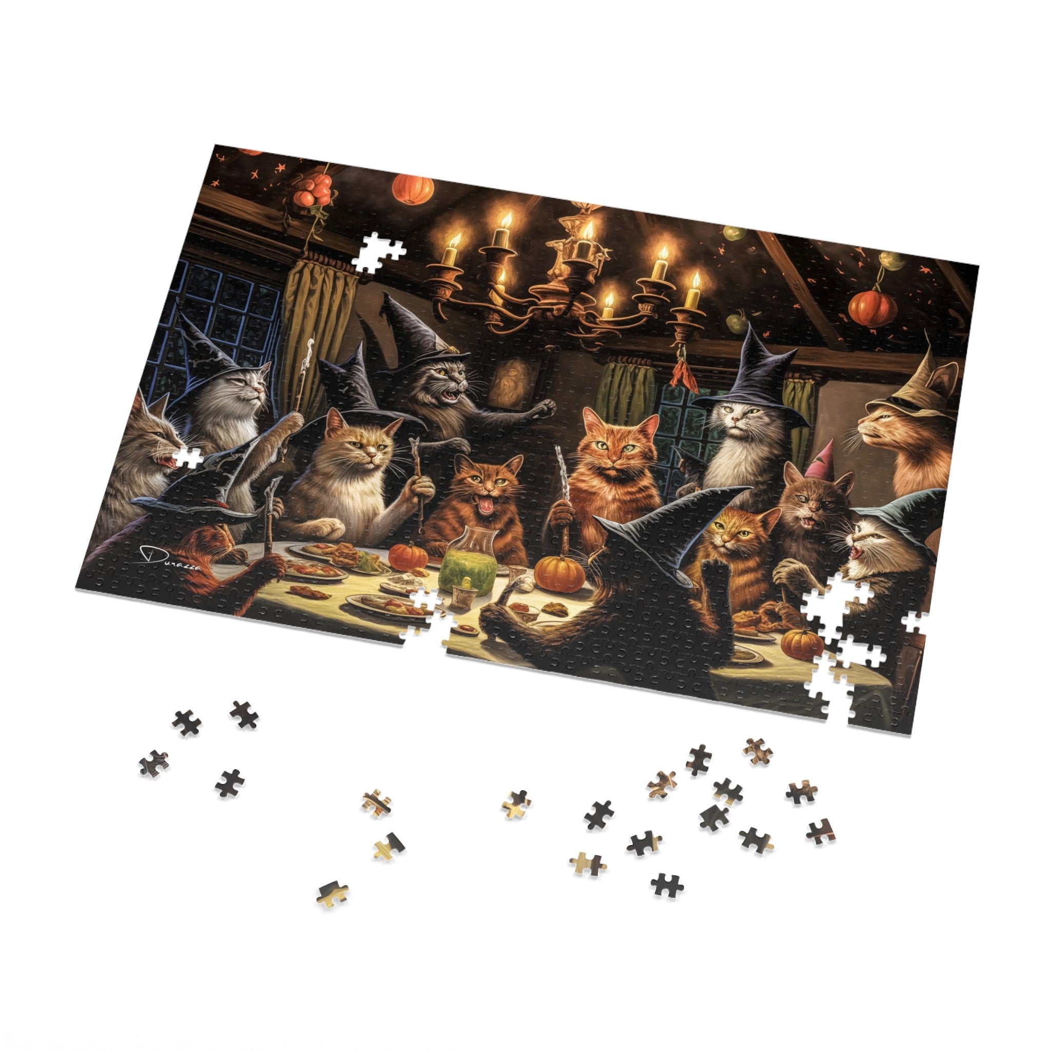 Witch Cat Jigsaw Puzzle 500/1000 piece | Feline Coven Fiesta