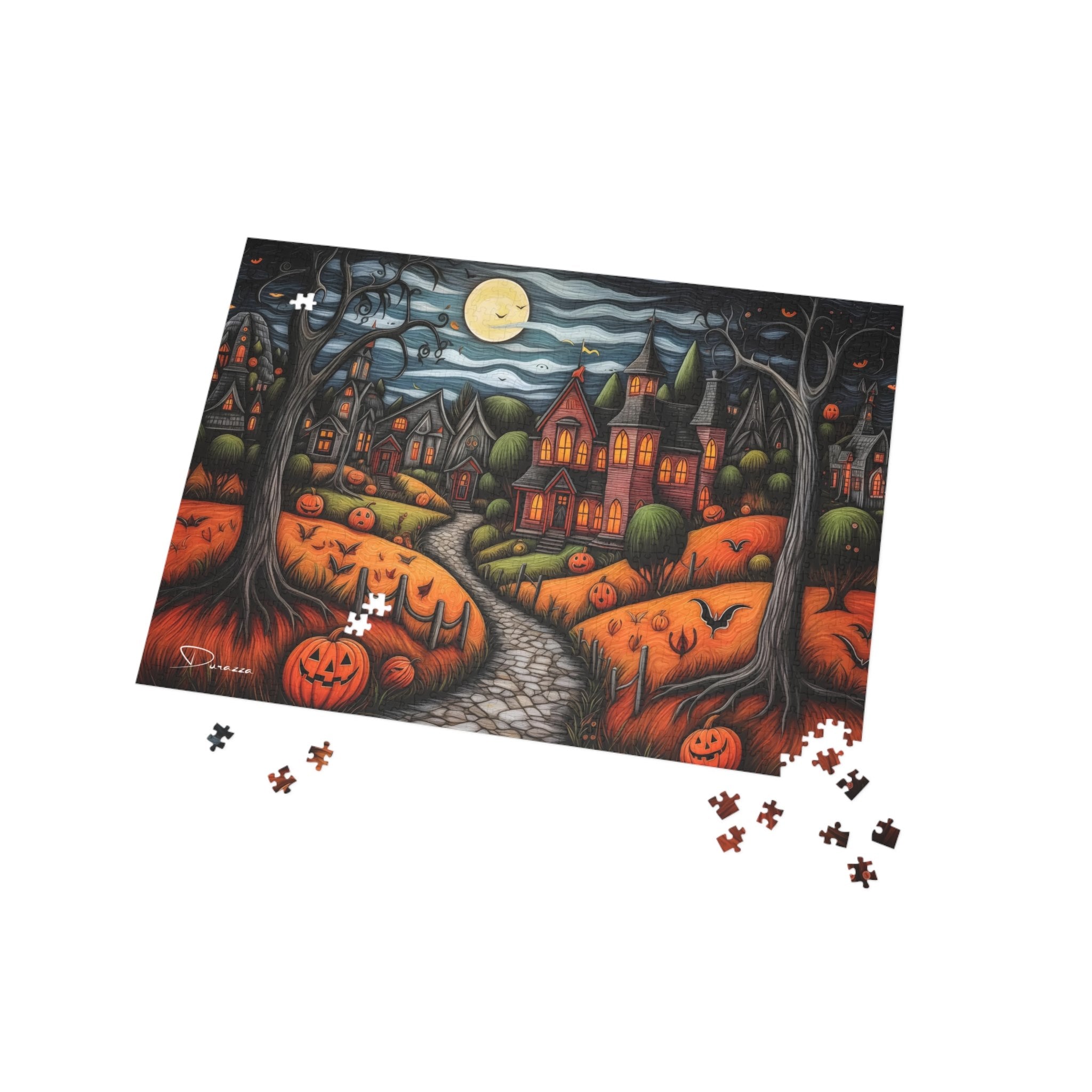 English Village Halloween Jigsaw Puzzle: 500 or 1000 Piece