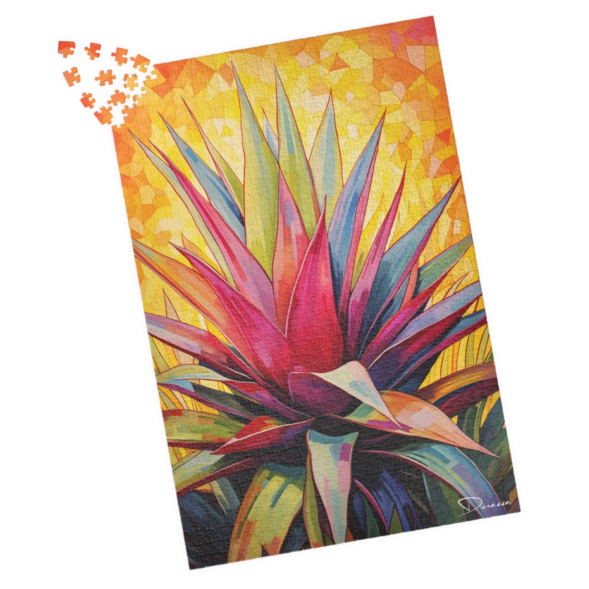 Colorful agave plant puzzle with a modern vibrant design.