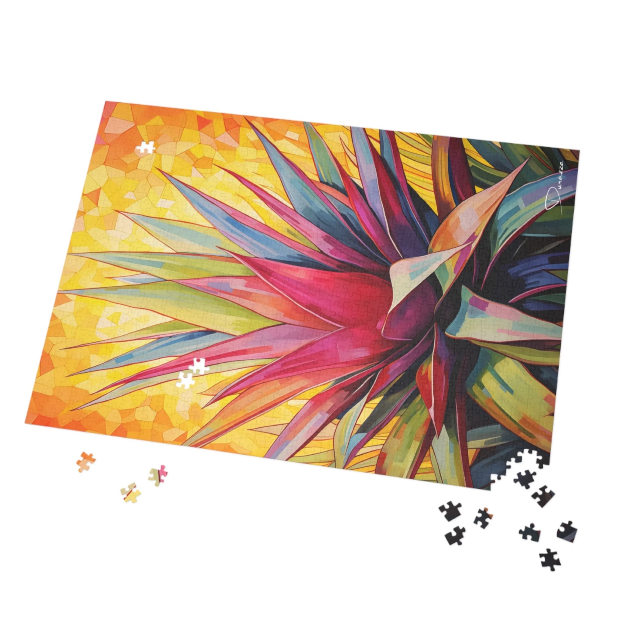 Colorful abstract agave plant on a 1000 piece jigsaw puzzle.