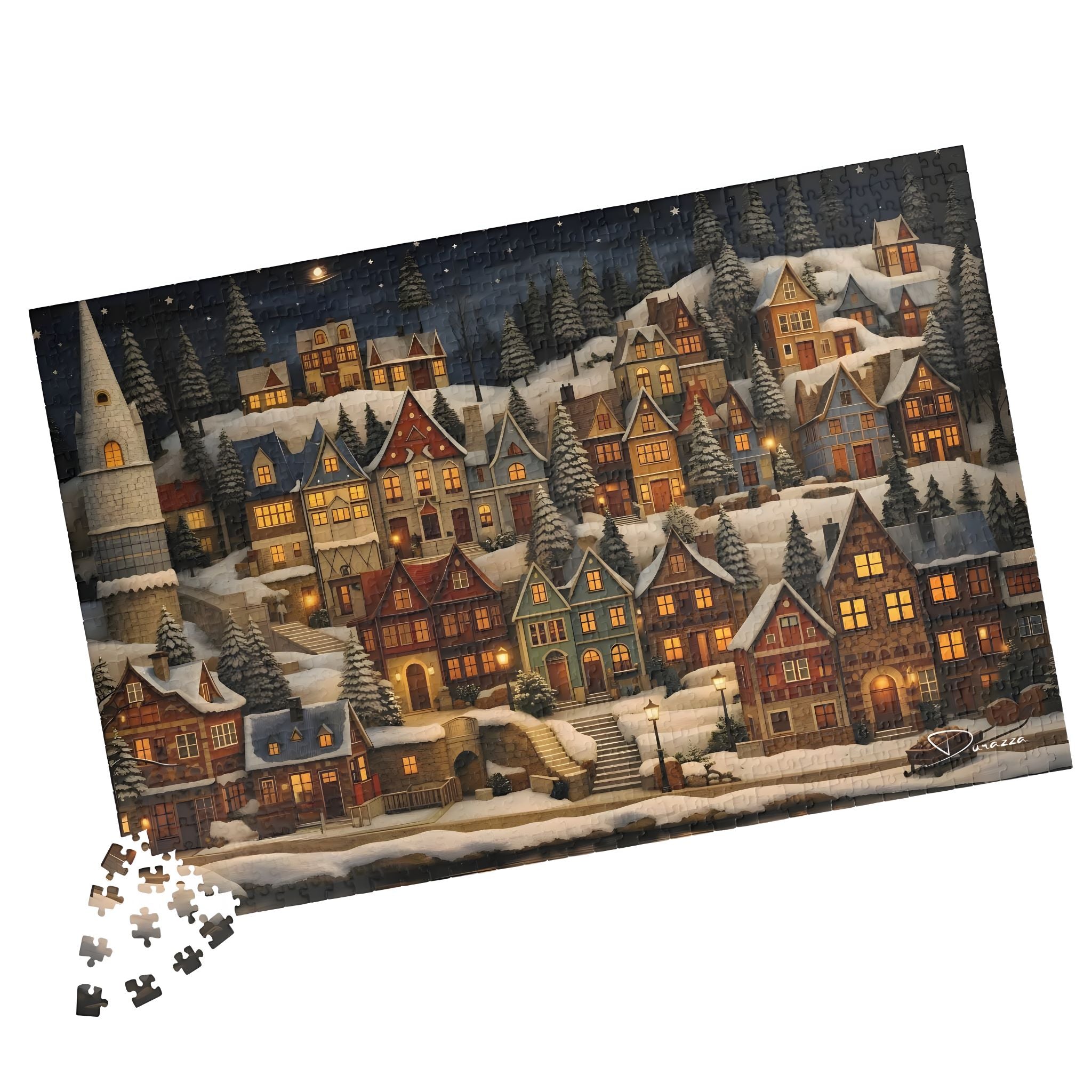 Snowy Scandi Jigsaw Puzzle – 1000 Pieces Snowy Nordic Night | Durazza