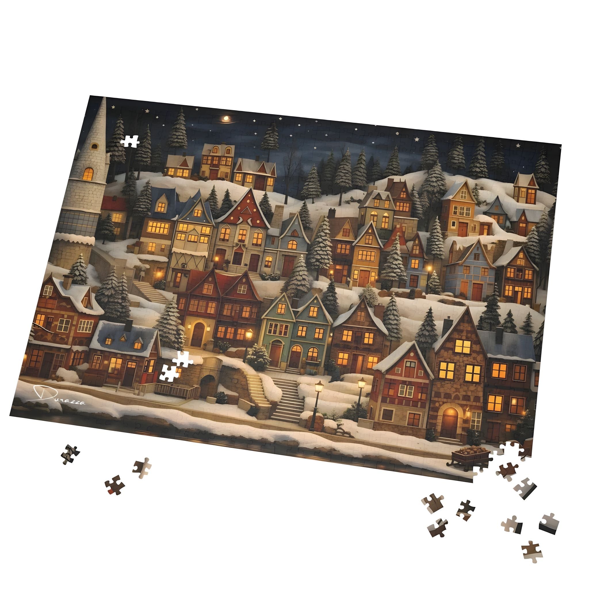 Snowy Scandi Jigsaw Puzzle – 1000 Pieces Snowy Nordic Night | Durazza